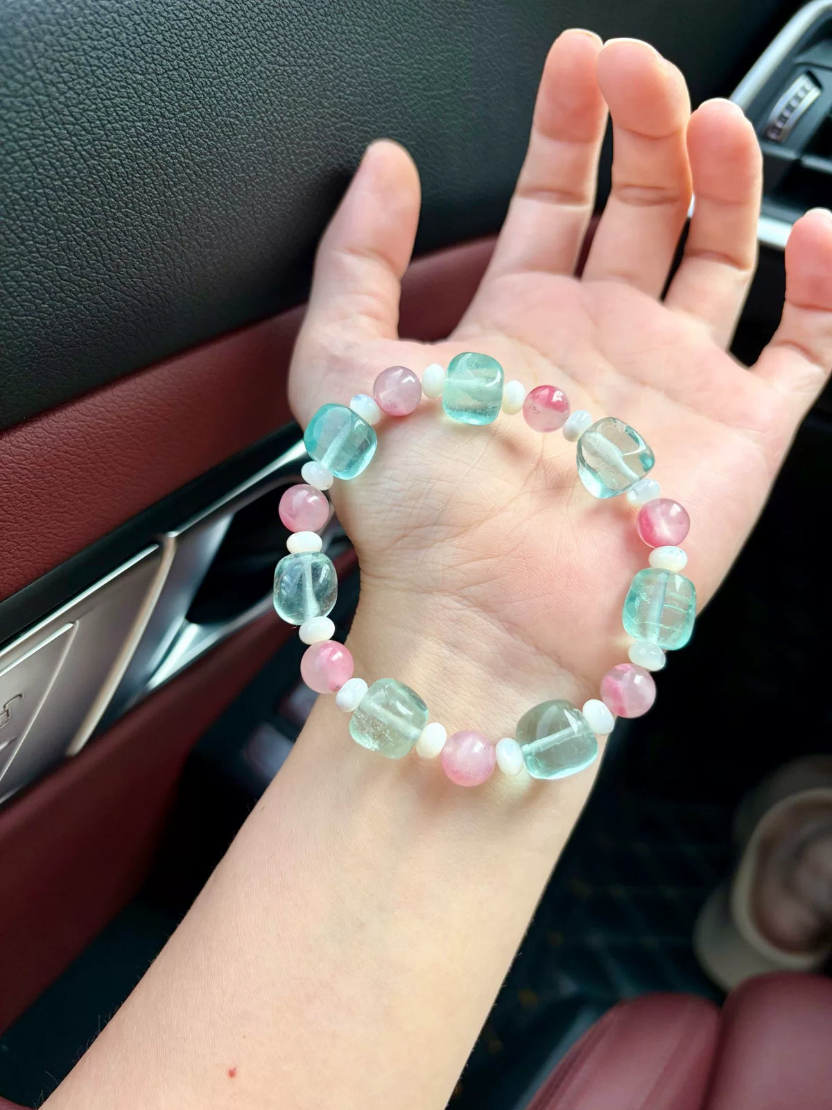 Groen fluoriet kralenarmband