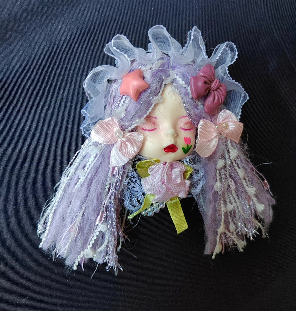 Clay Doll Head Lolita Brooch