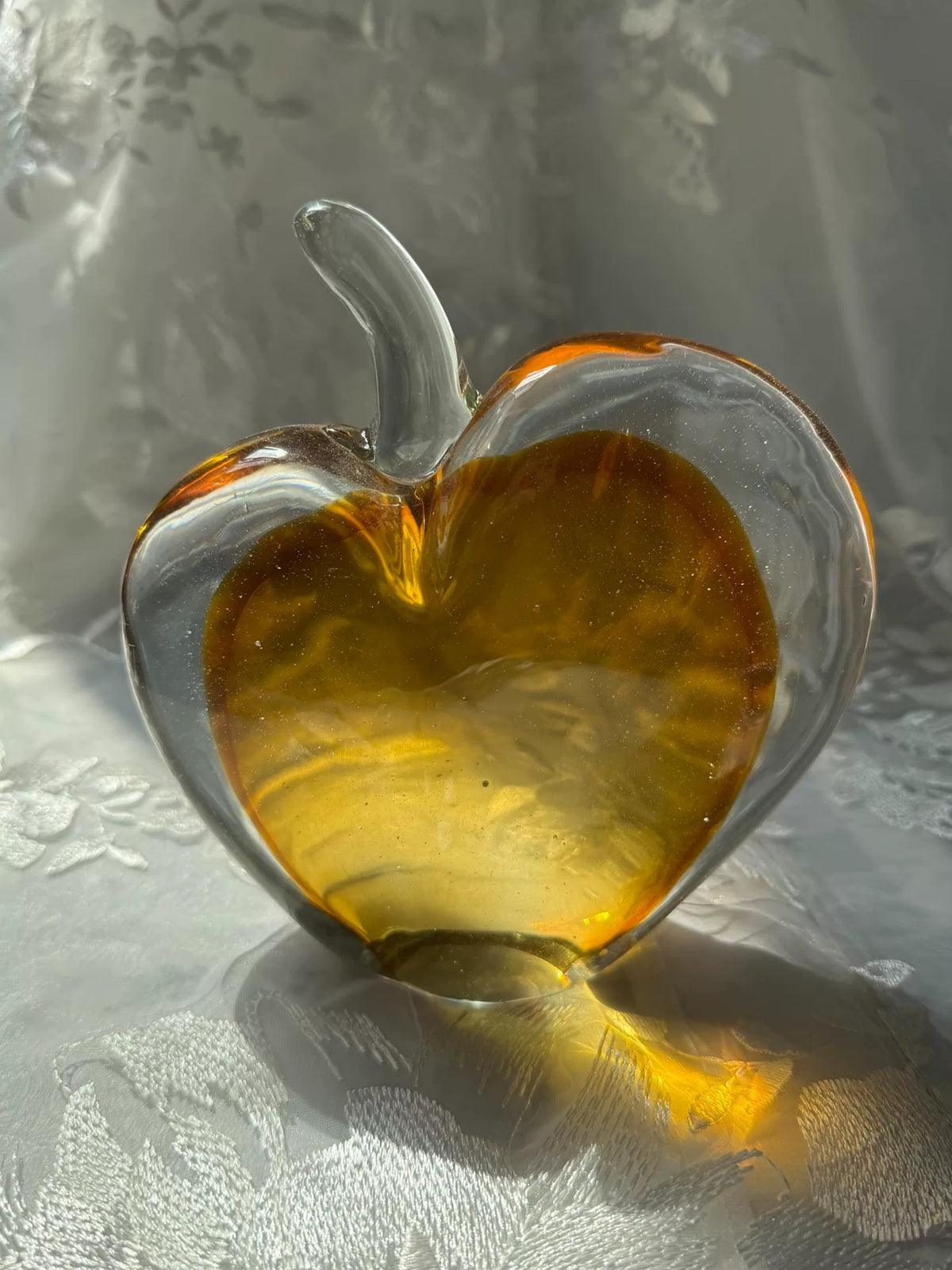 Vintage Amber Glass Apple Ornament 17 cm