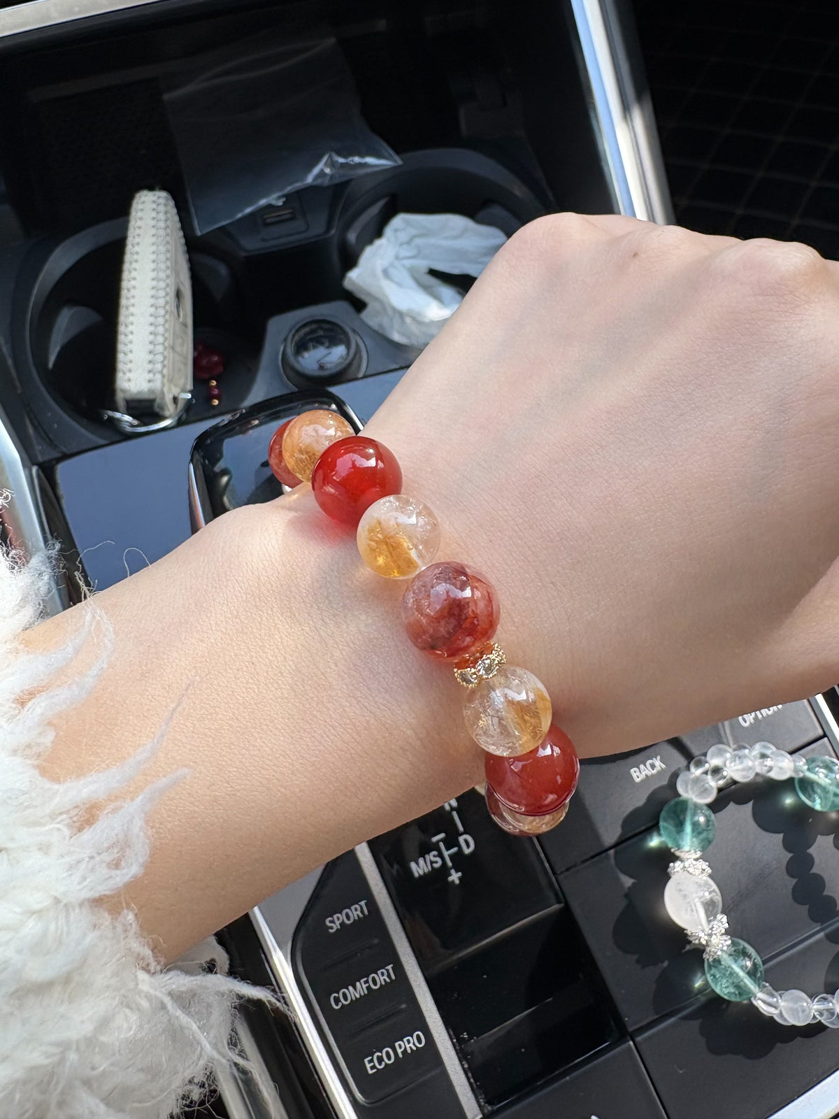 Yellow Tower Crystal Red Agate Bracelet