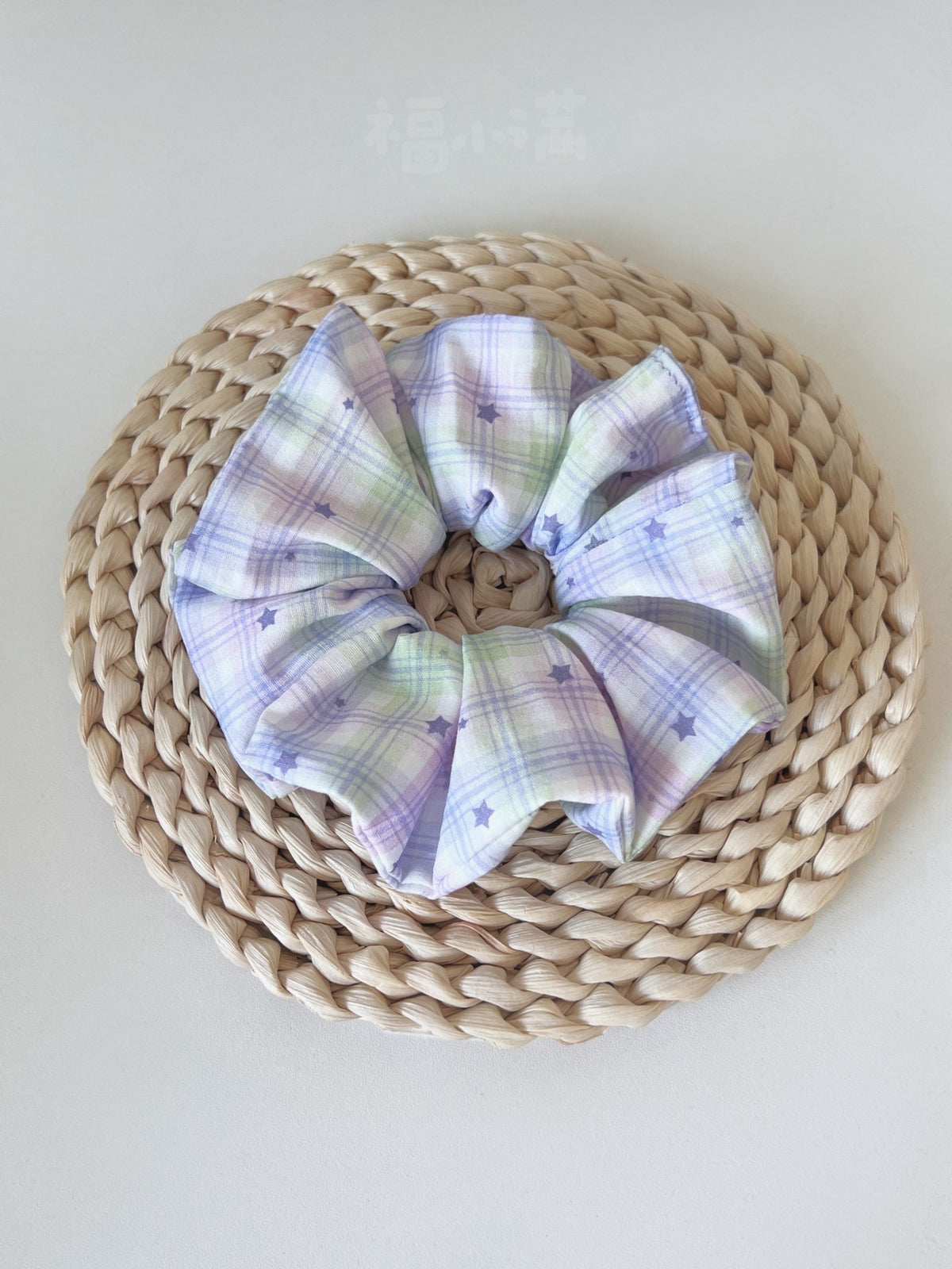 Purple Star Plaid Handmade Scrunchie