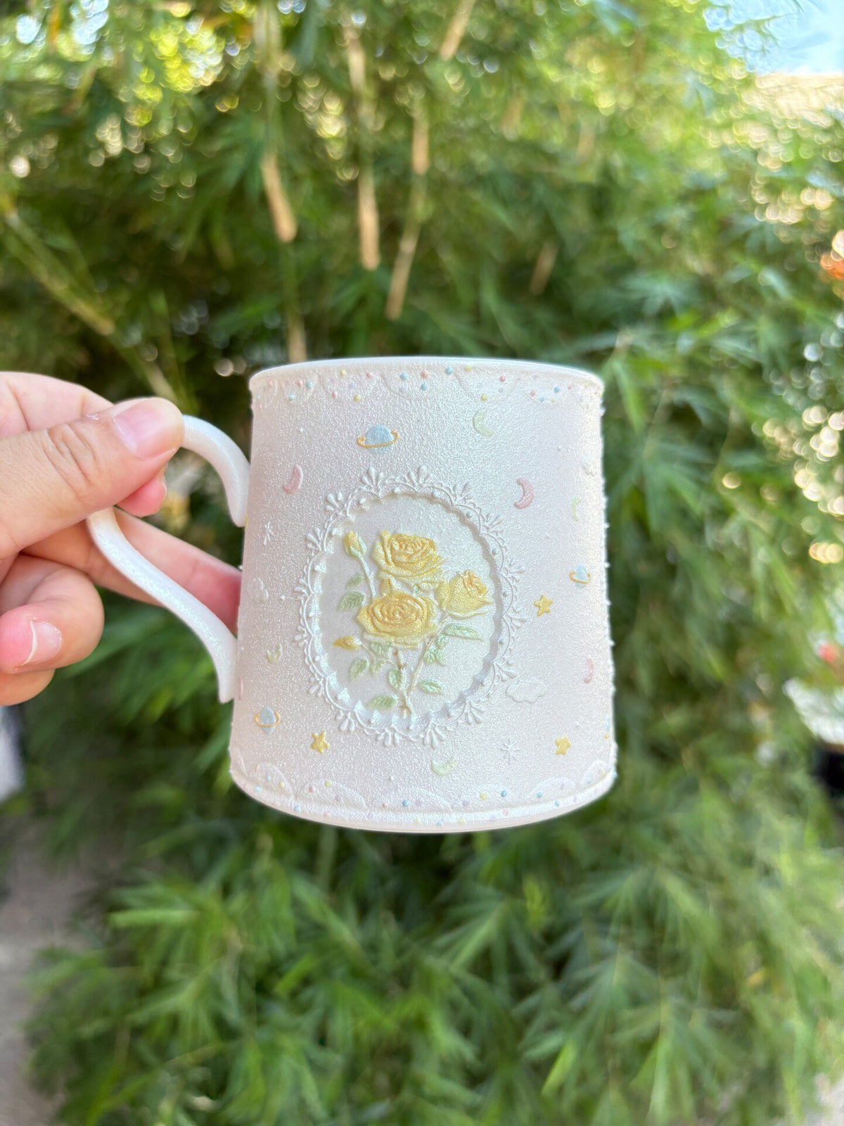 Ceramic Mug with Raised Floral Design