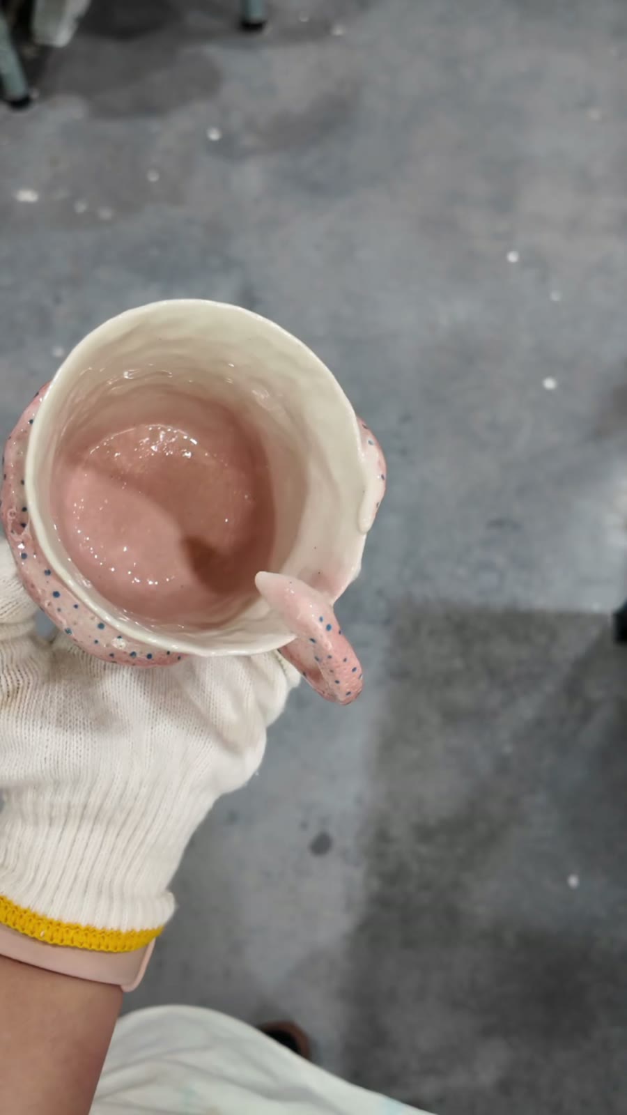 Handcrafted Ceramic Cup with Pink Snake Handle