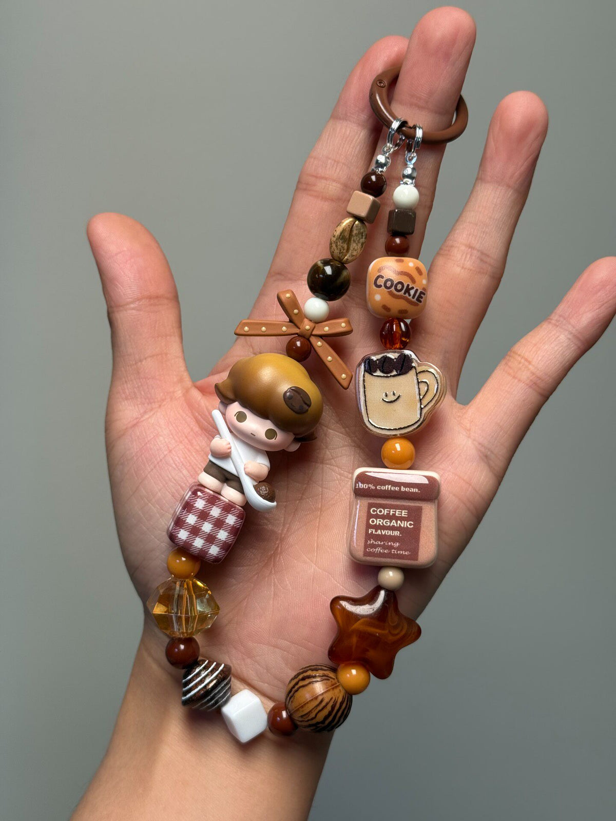 Coffee Bean Dimoo Beaded Phone Strap Charm