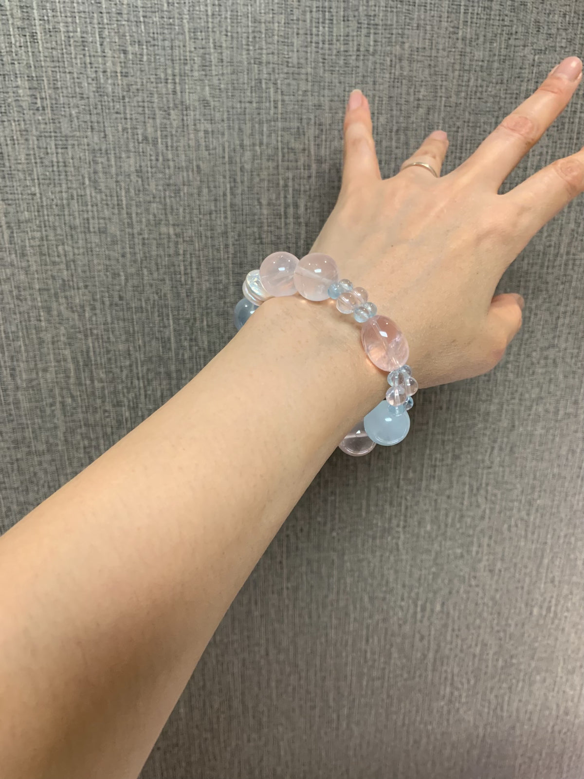 Aquamarine Rose Quartz Pearl Bracelet
