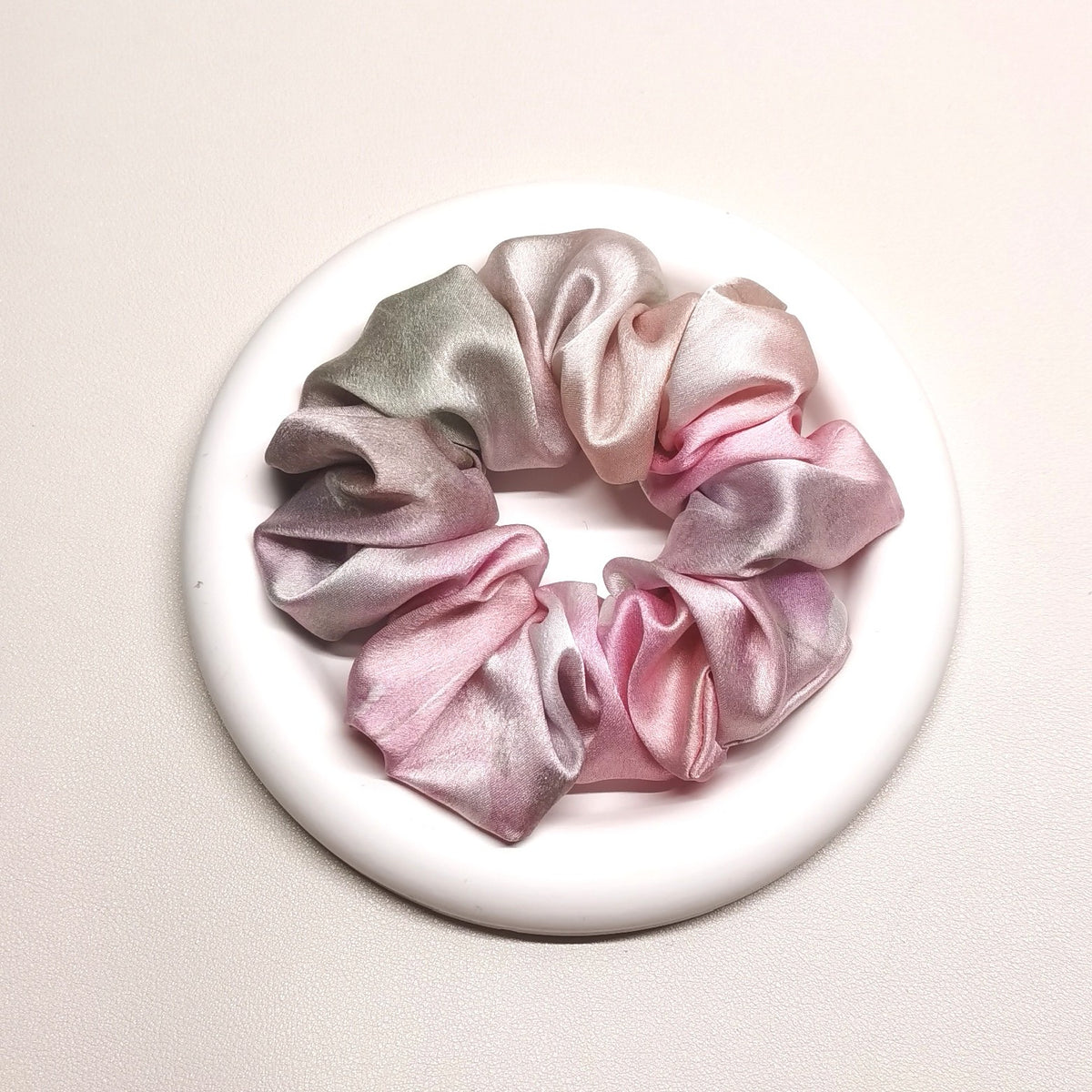 Dreamy Pink French Style Hair Scrunchie