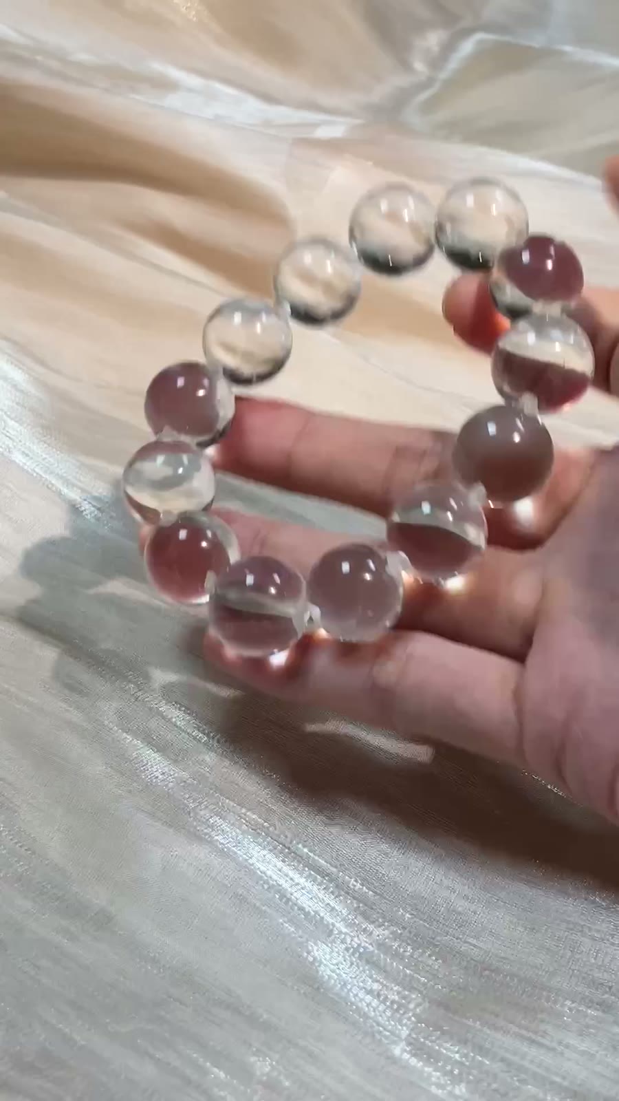 Natural White Quartz Beaded Bracelet 15mm