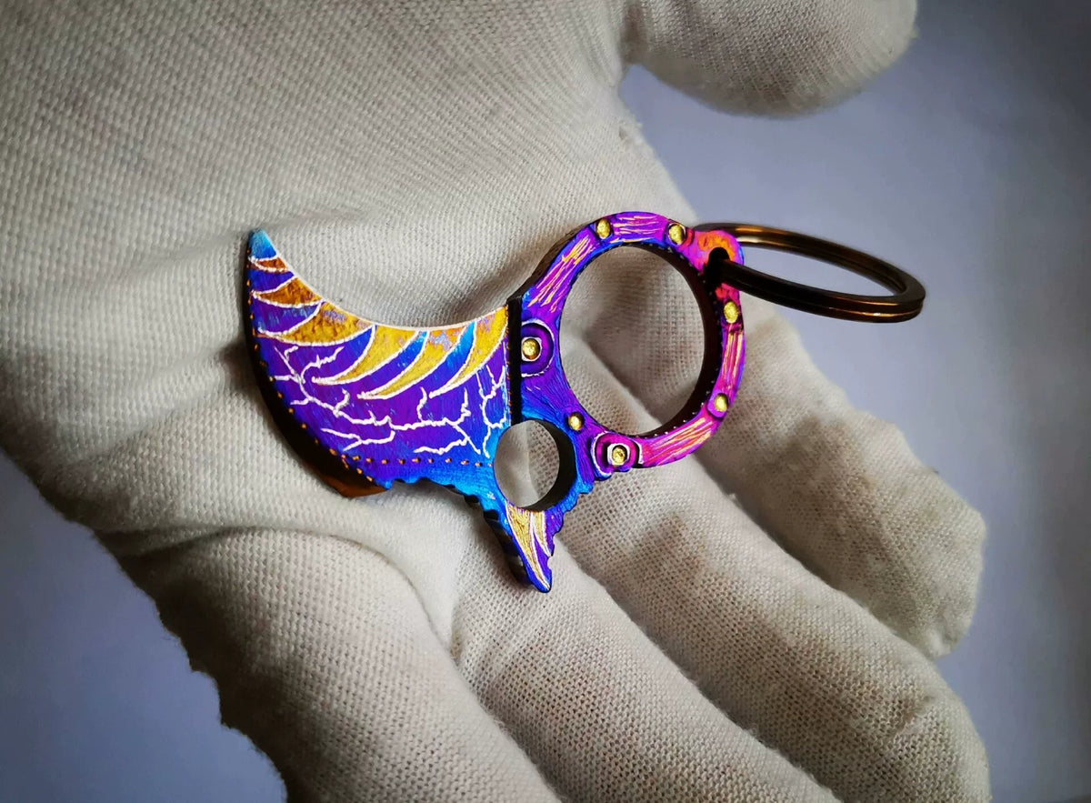TC21 Titanium Karambit Keychain Hand Carved