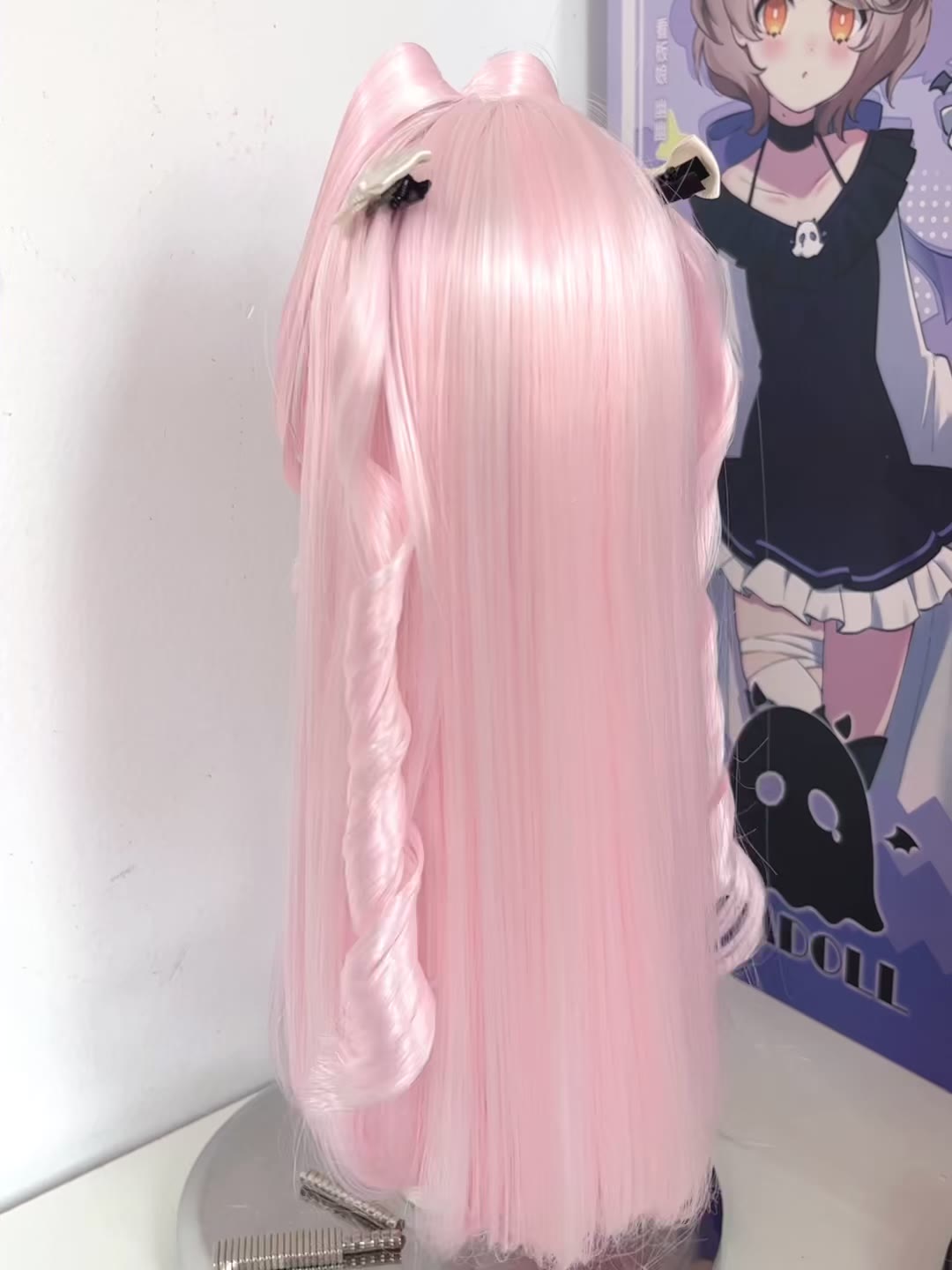 Pastel Pink Doll Wig with Twin Tails