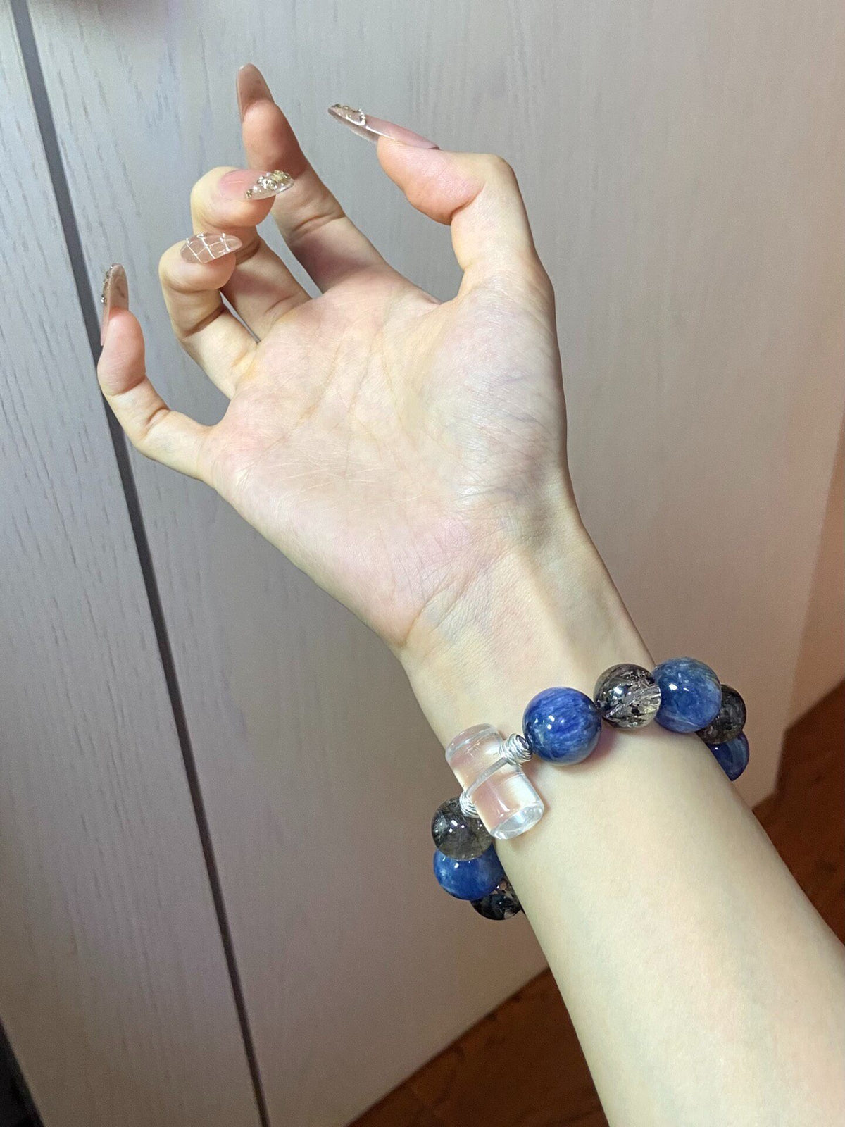 Black Phantom Quartz Kyanite Crystal Bracelet
