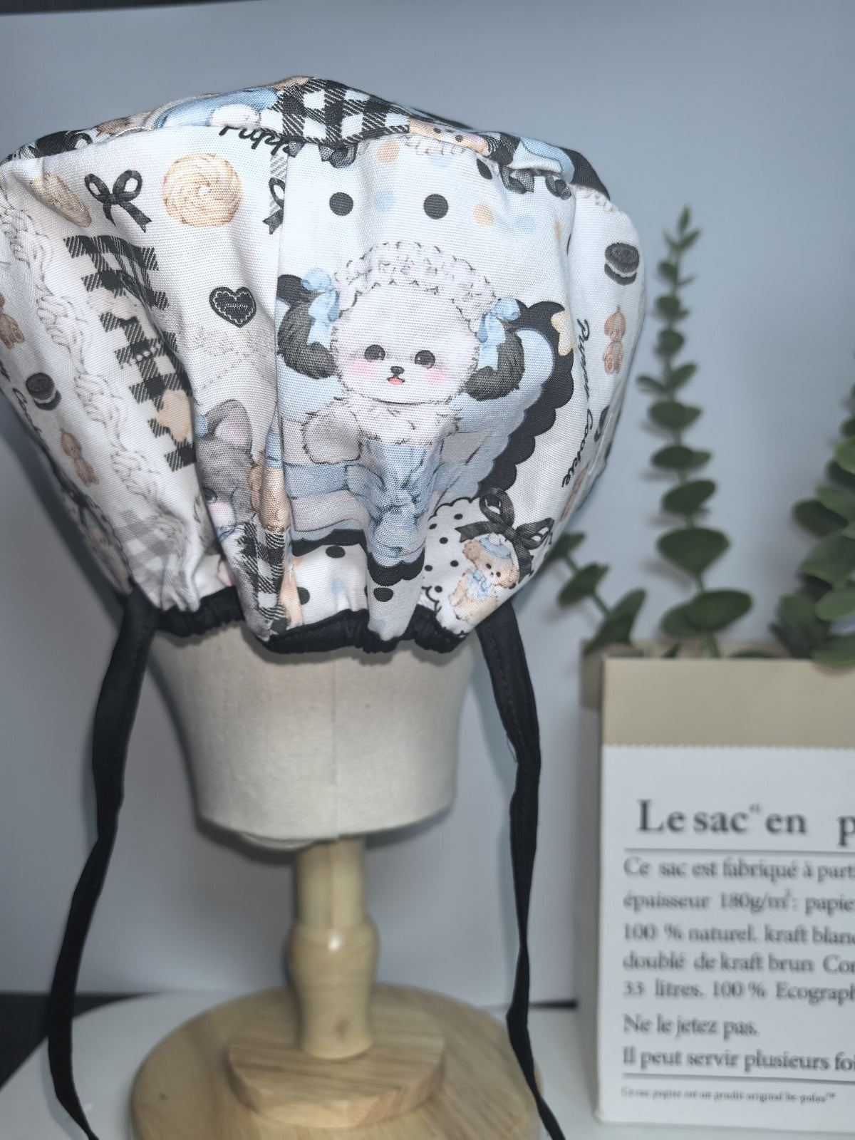 Cotton Scrub Cap with Puppy Print