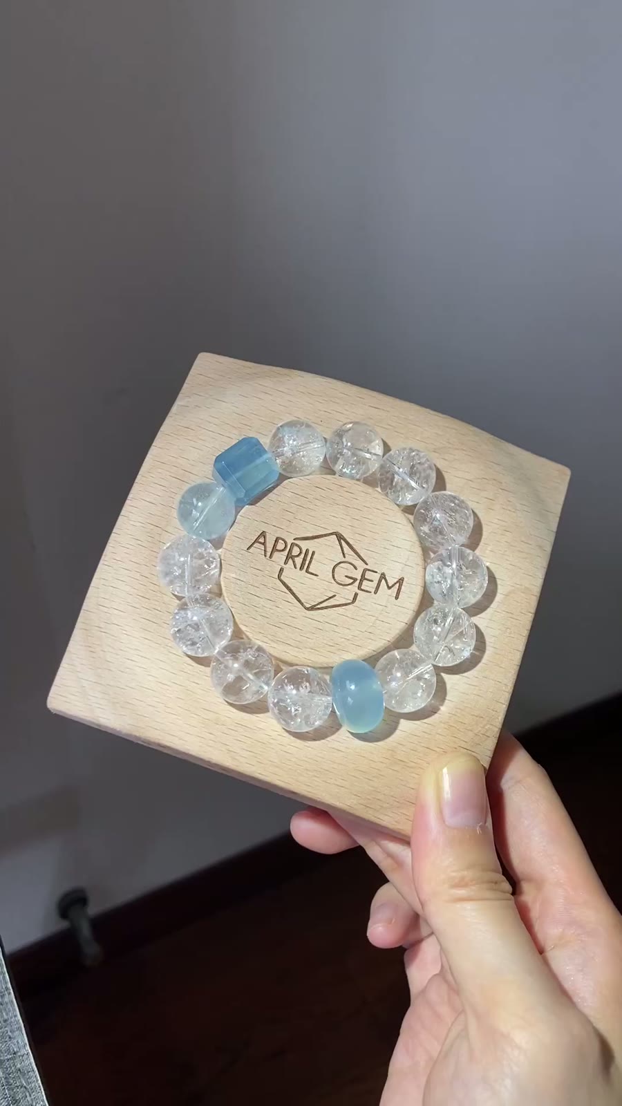 Aquamarine Quartz Beaded Bracelet 14mm