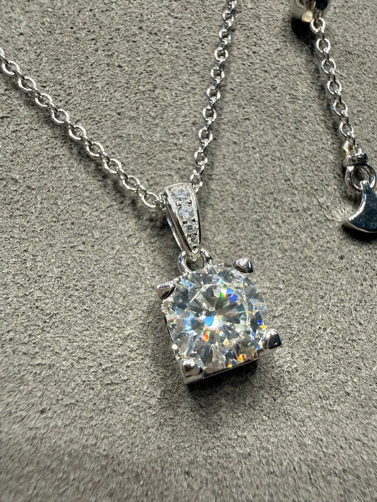 Square High Carbon Diamond Pendant Necklace