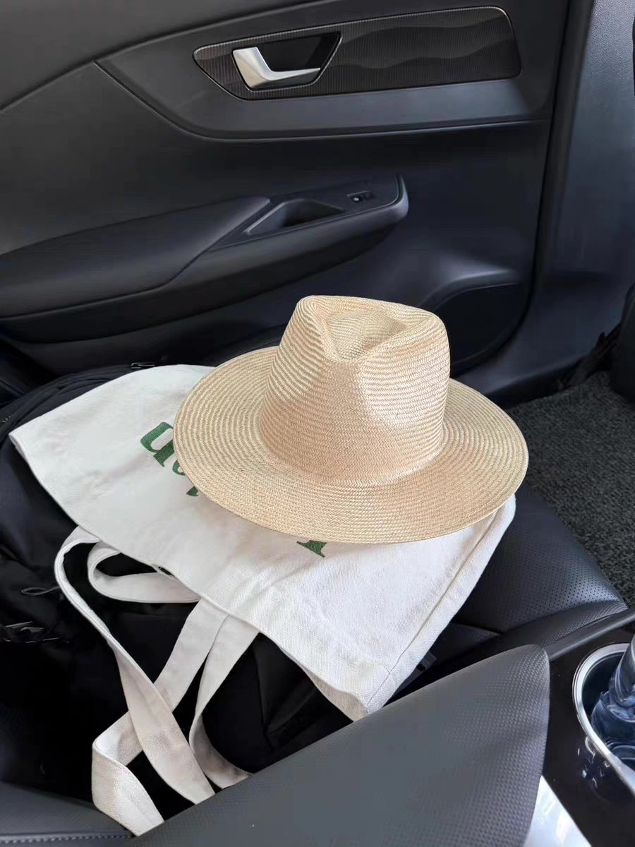 Sisal Straw Jazz Hat for Women Sun Protection