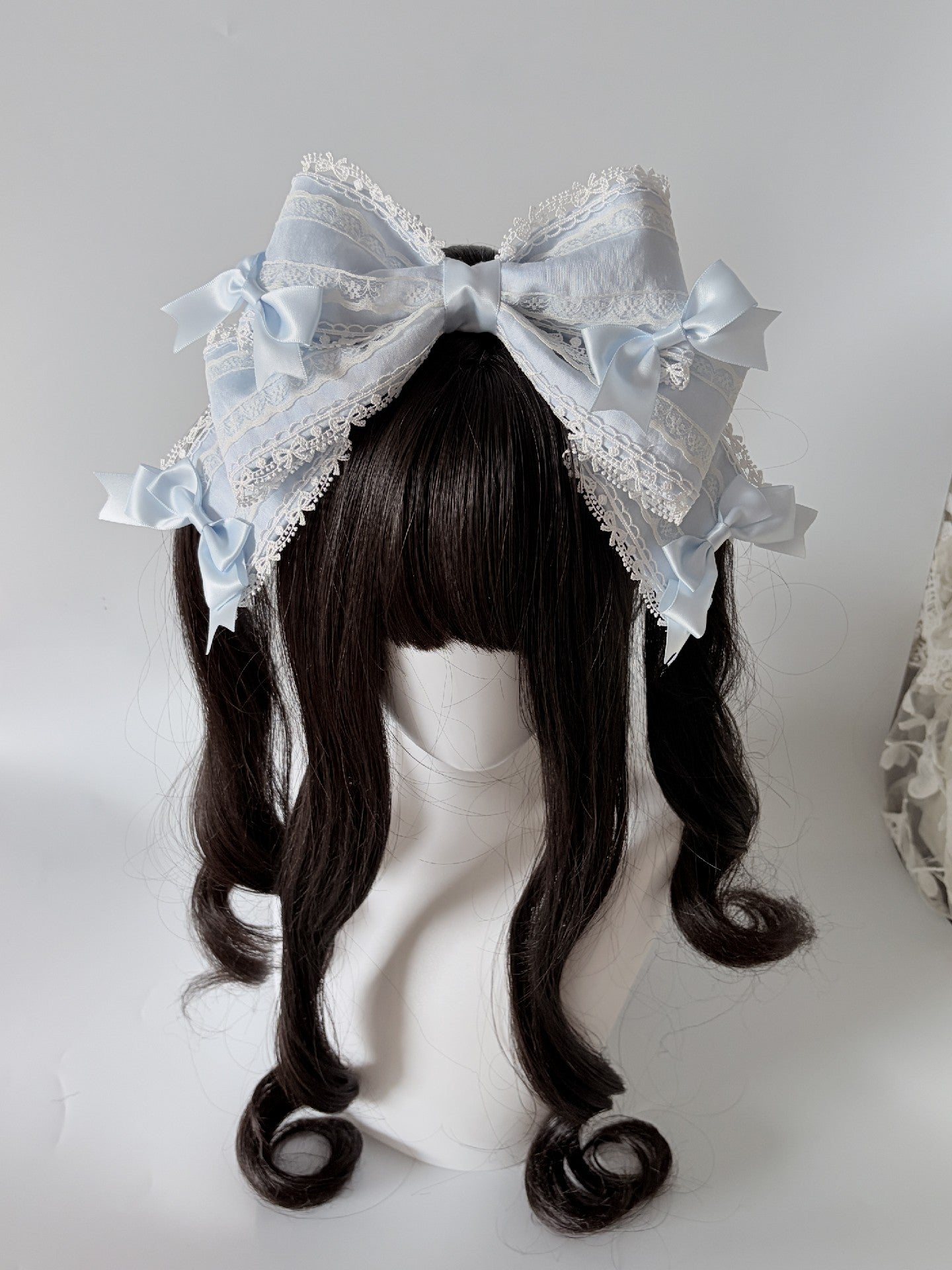 Pastel Blue Lolita Rabbit Ear Headband with Large Center Bow
