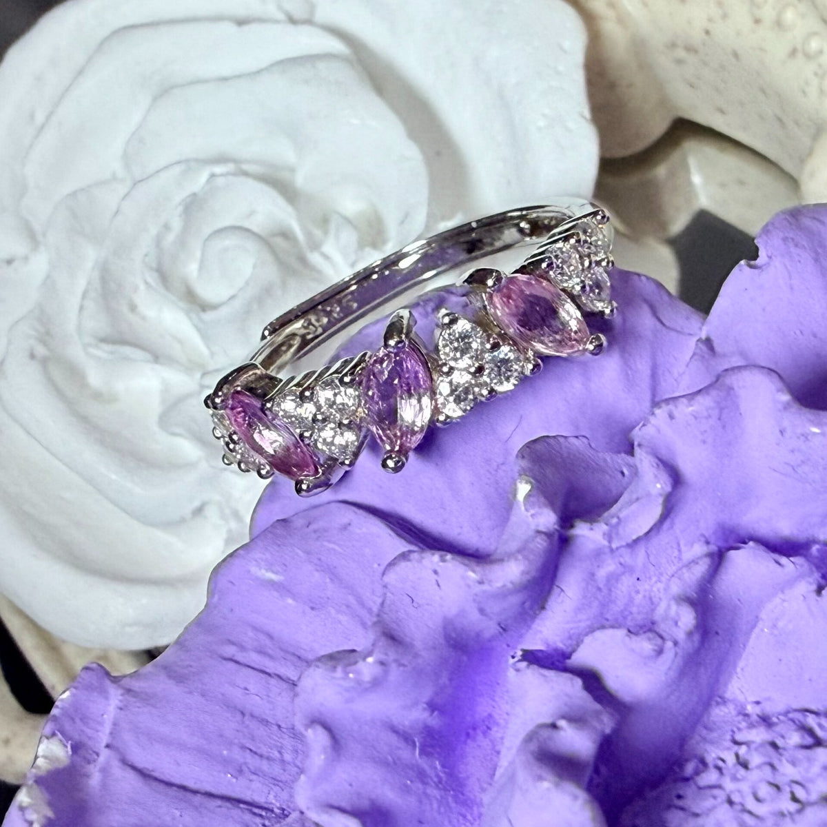 Anillo de Zafiro Rosa Marquise en Plata de Ley