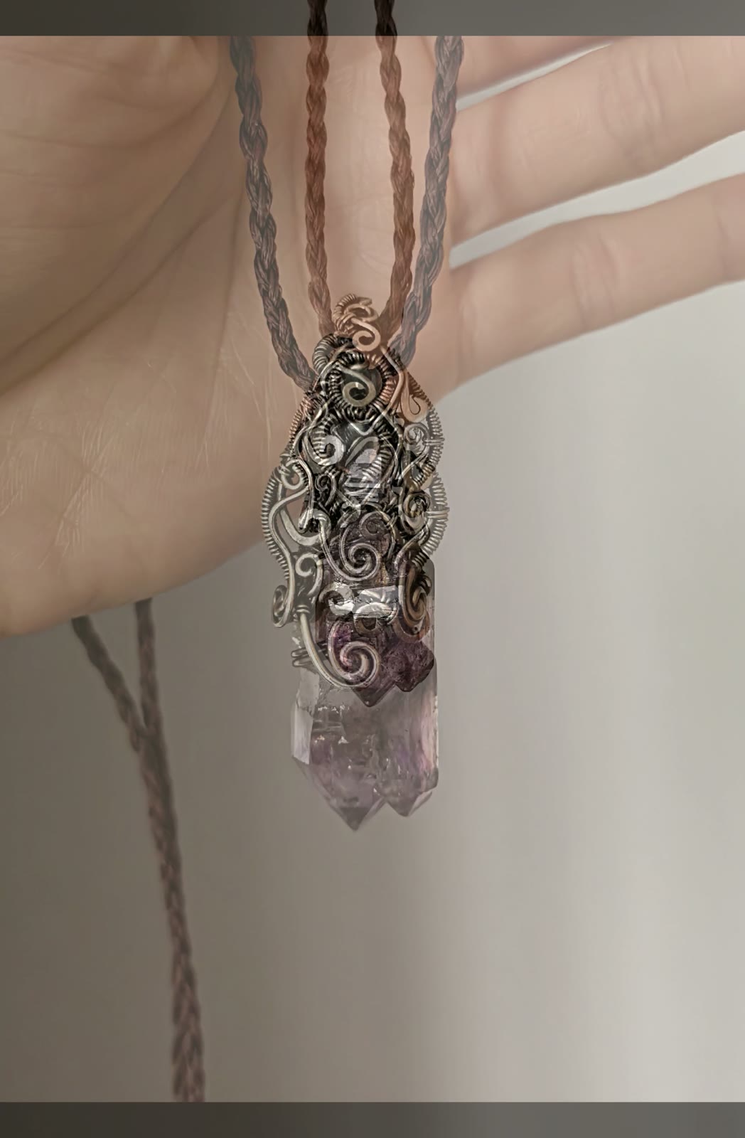 Super Seven Amethyst Pendant Wire Wrapped