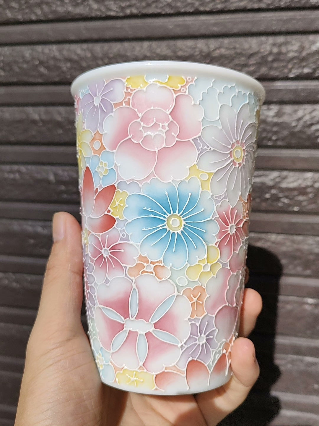 Hand Painted Floral Ceramic Mug 450cc