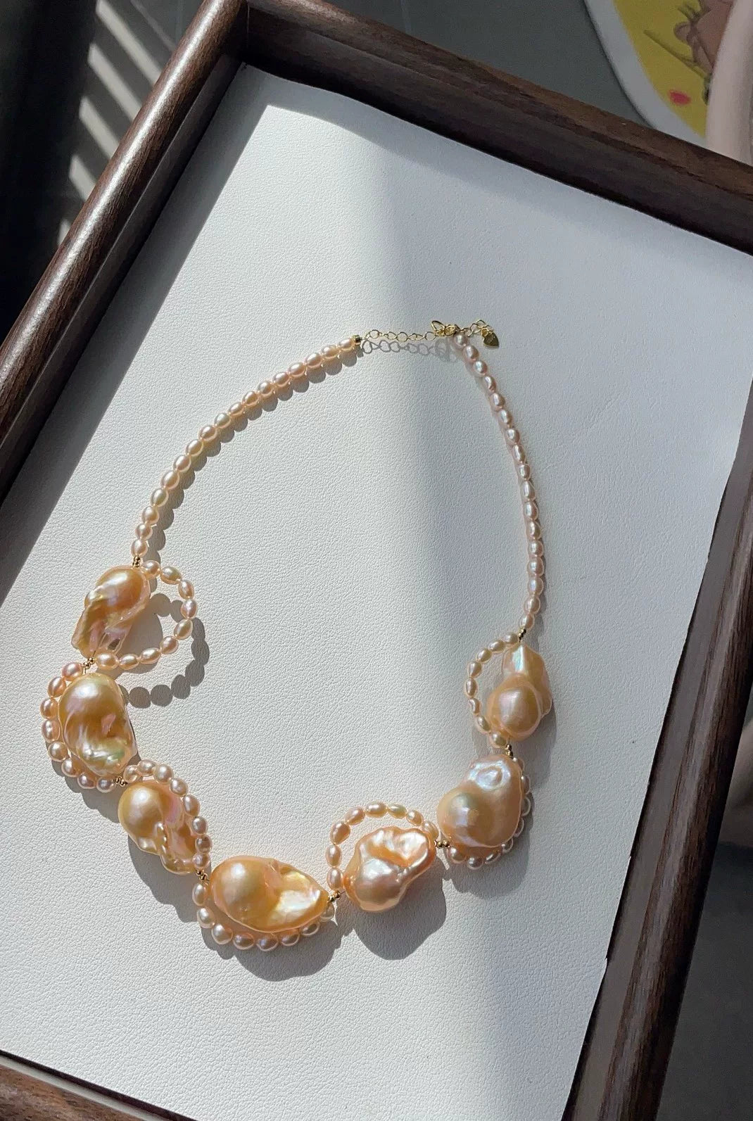 Collana con Perle Barocche Champagne Peach 12mm