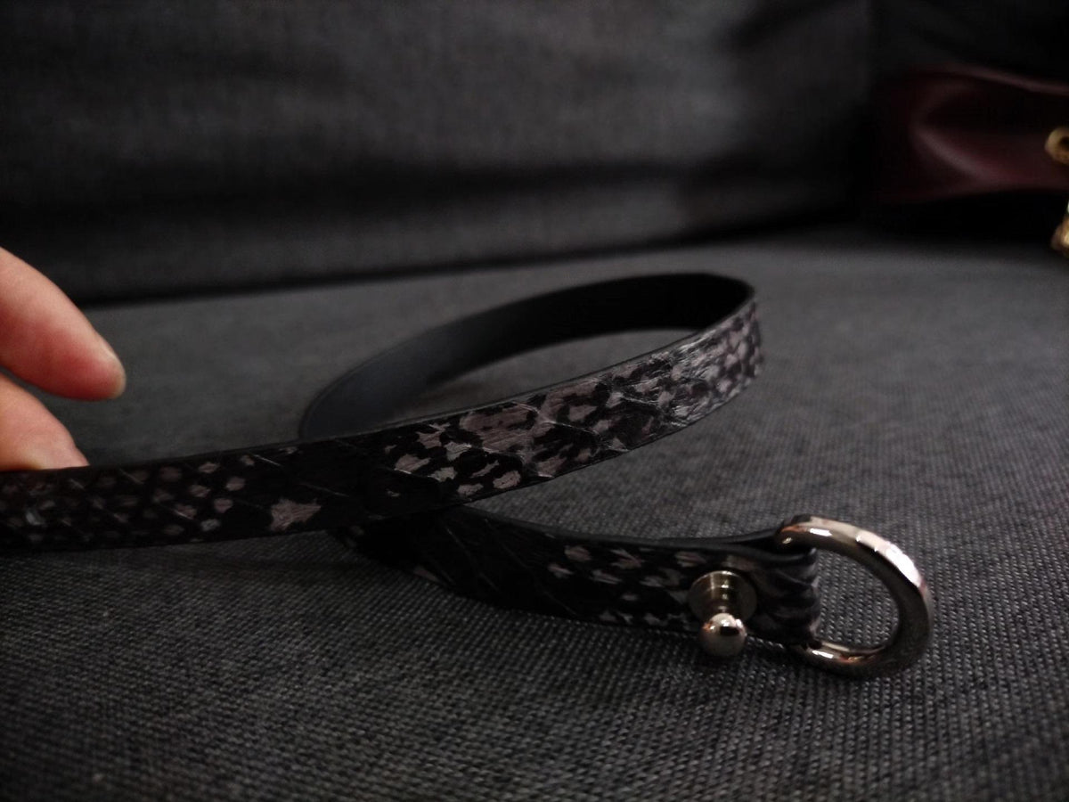 Handmade Leather Grey Snake Choker Bracelet