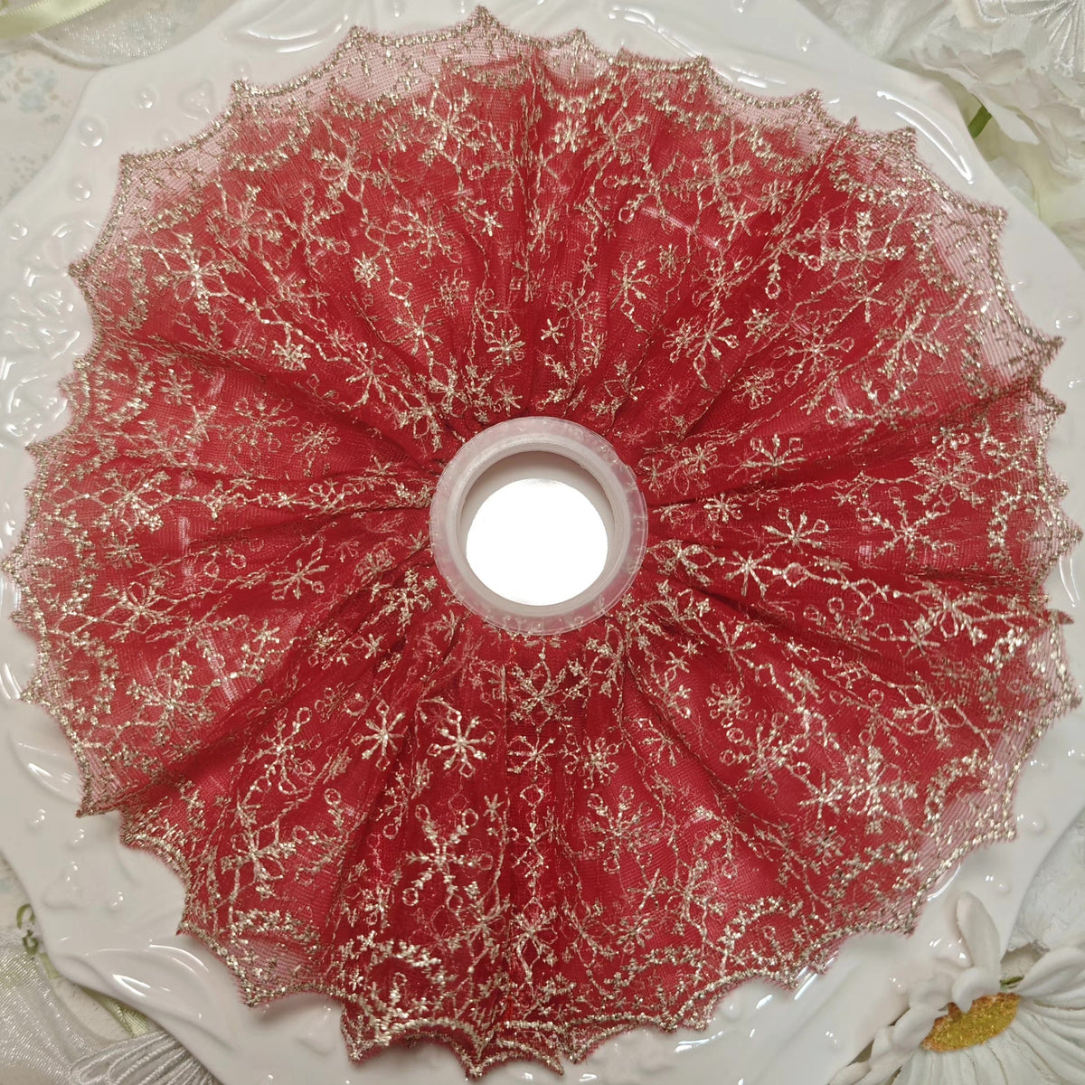 Snowflake Embroidered Hair Scrunchie