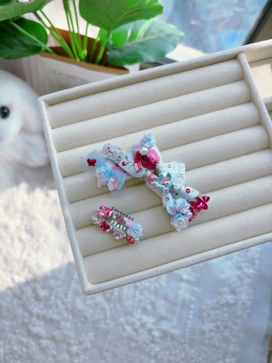 Accesorio para Mascotas con Lazo de Mariposa Hecho a Mano Azul