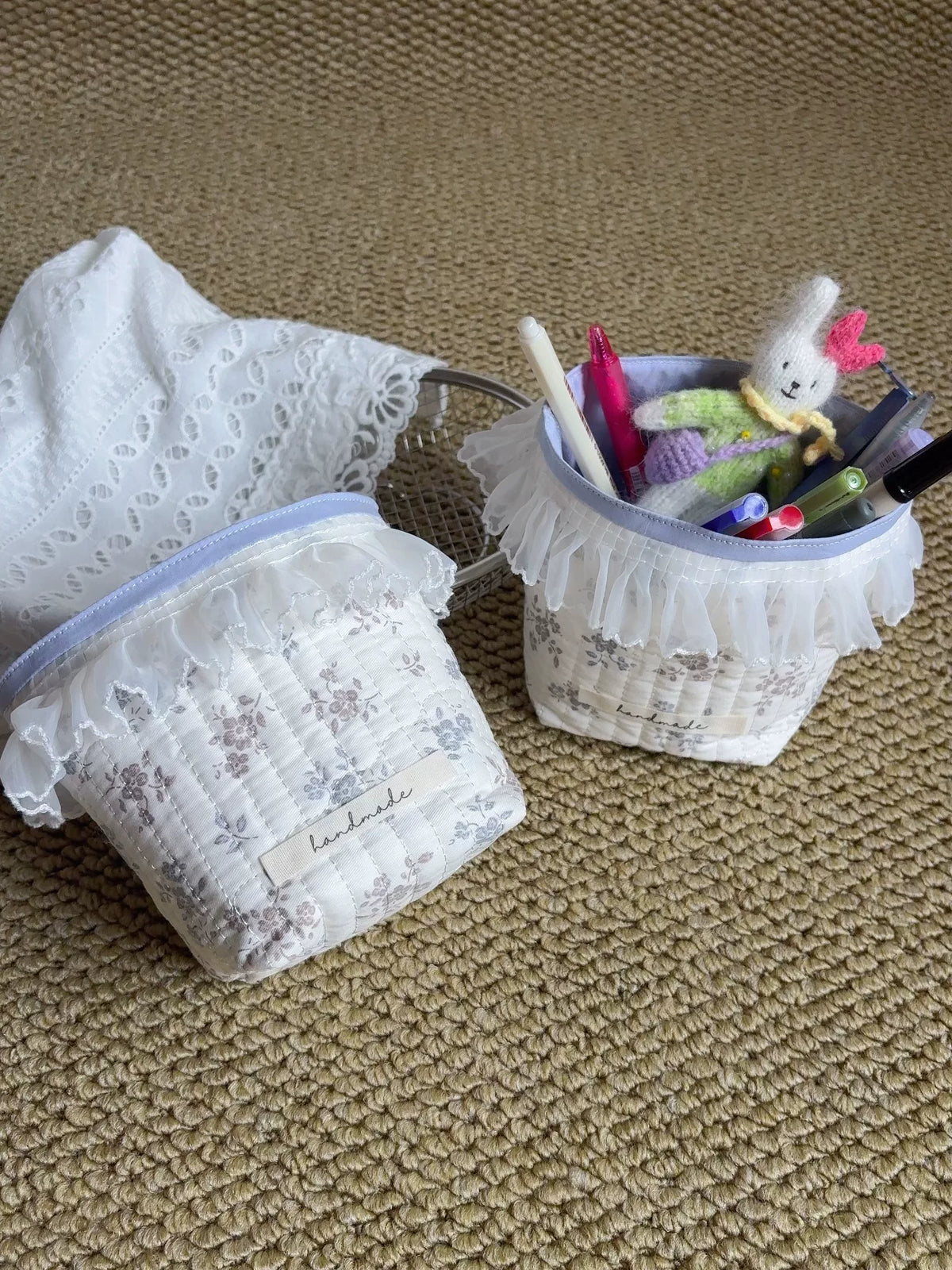Porticápices de Escritorio de Algodón Acolchado con Estampado Floral