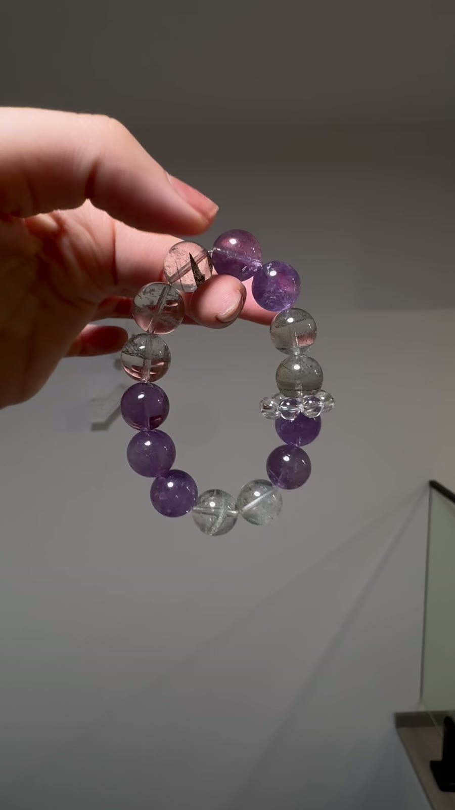 Green Phantom Quartz Amethyst Beaded Bracelet