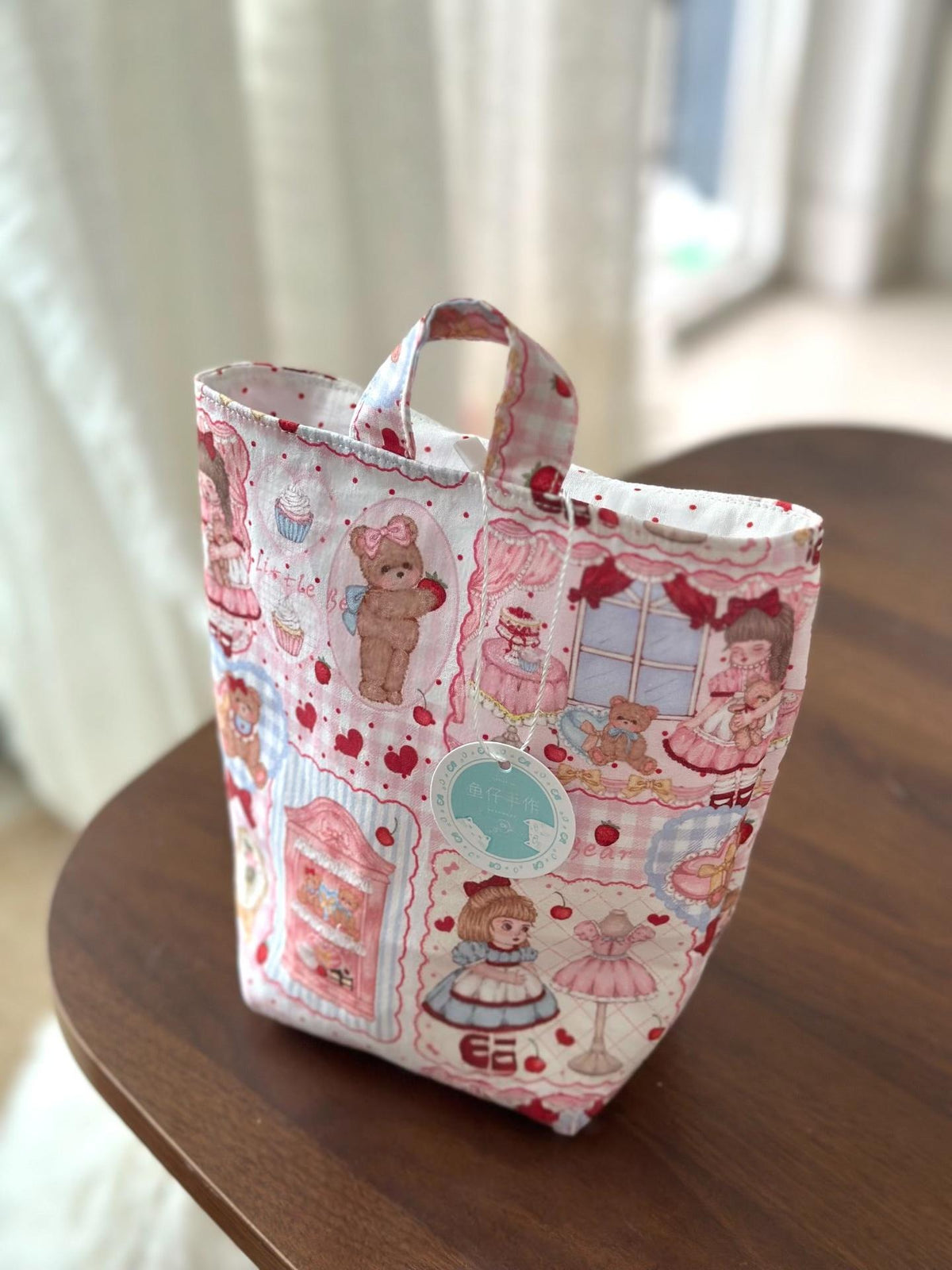 Handmade Cotton Wristlet Bag Pastel Print