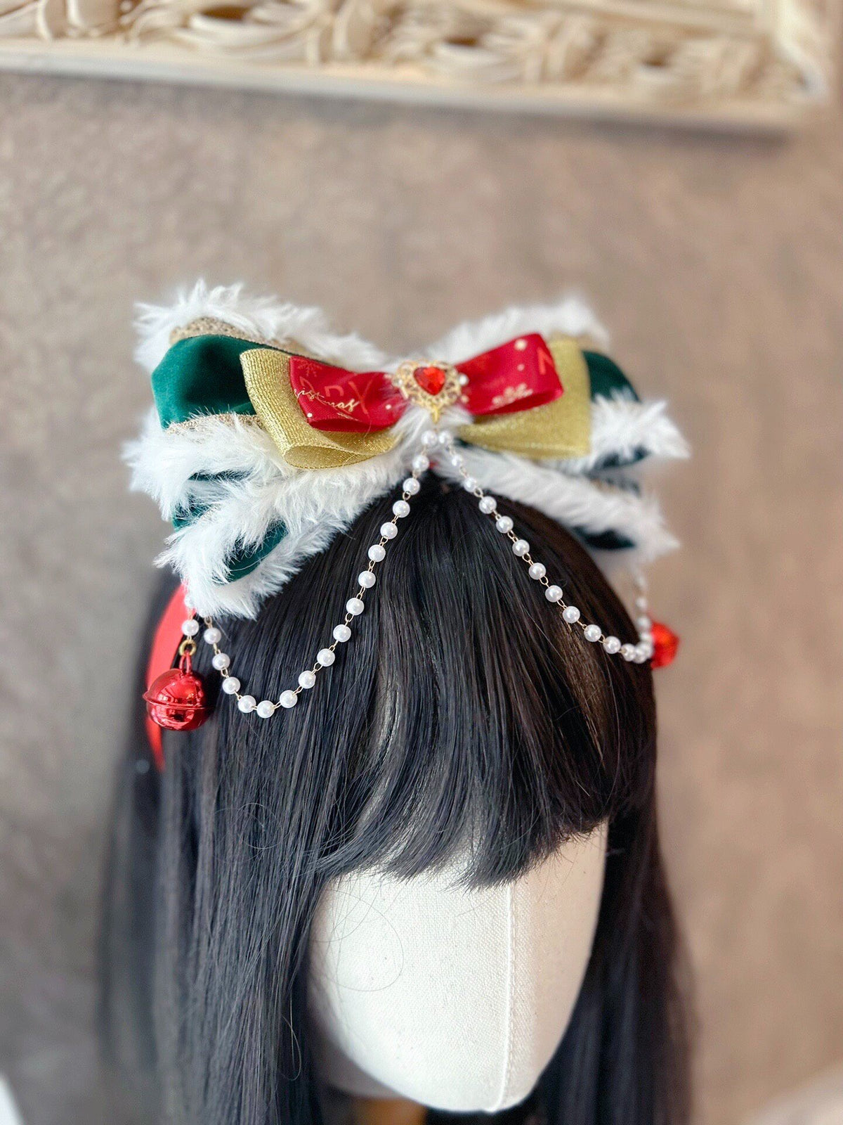 Christmas Bow Headband with Anti-Slip Teeth
