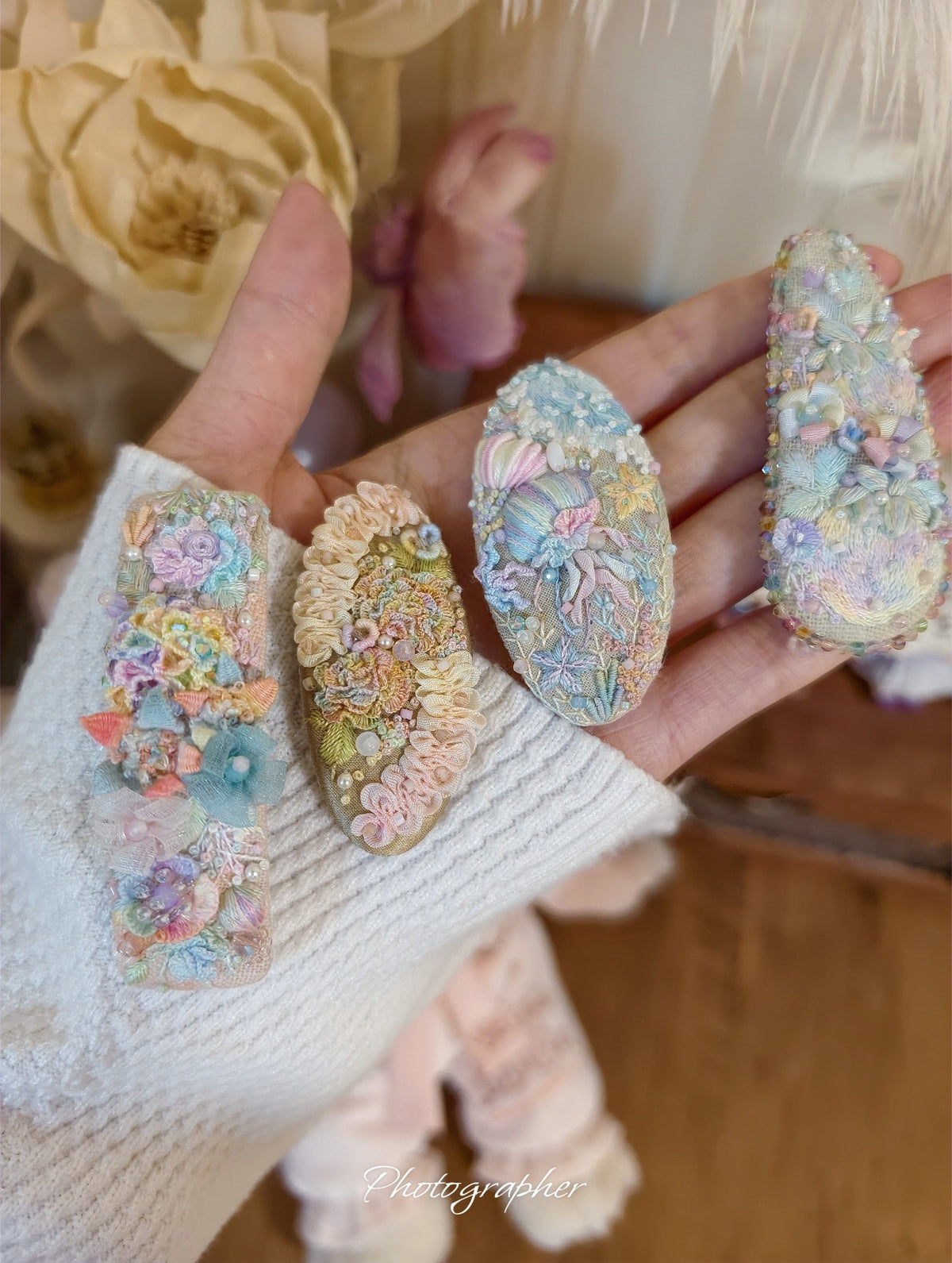 Handcrafted Silk Embroidery Hair Clip