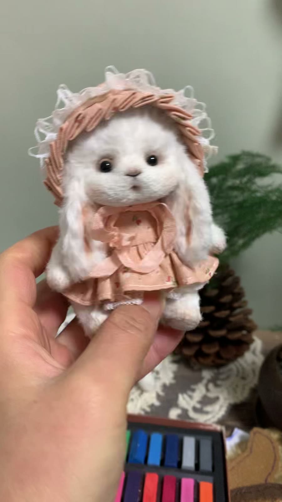 Handmade White Viscose Rabbit Doll