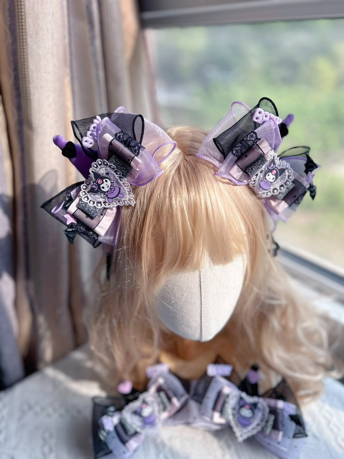 Kuromi Gothic Lolita Bow Hair Clips