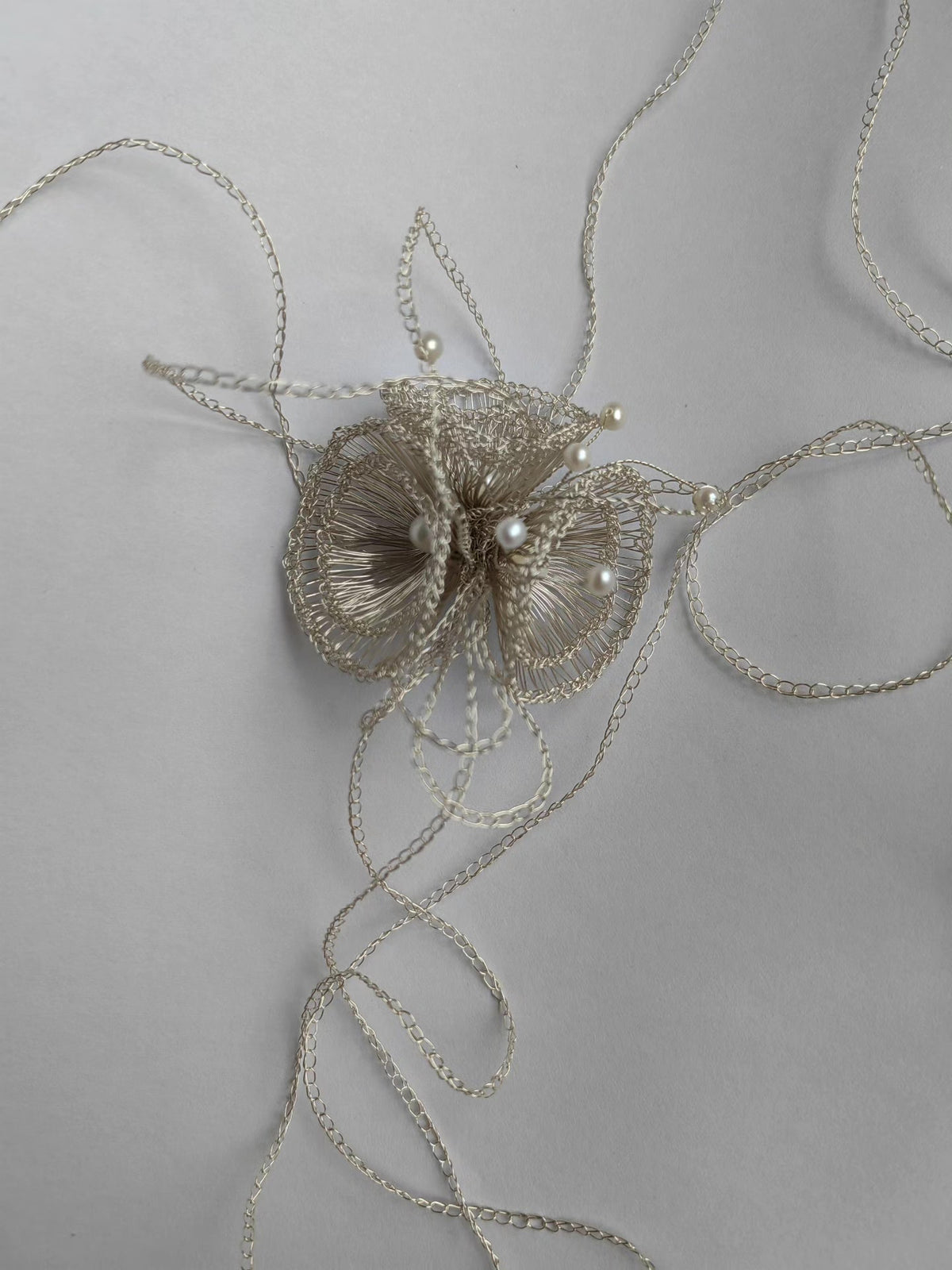Handgakte Gehaakte Draad Bloem Parel Ketting