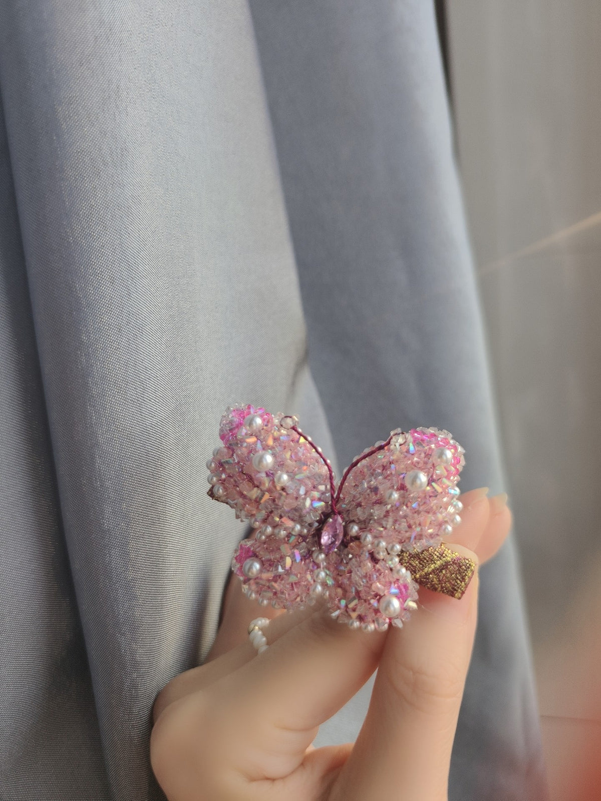 Butterfly Duckbill Hair Clip Pink Sparkle