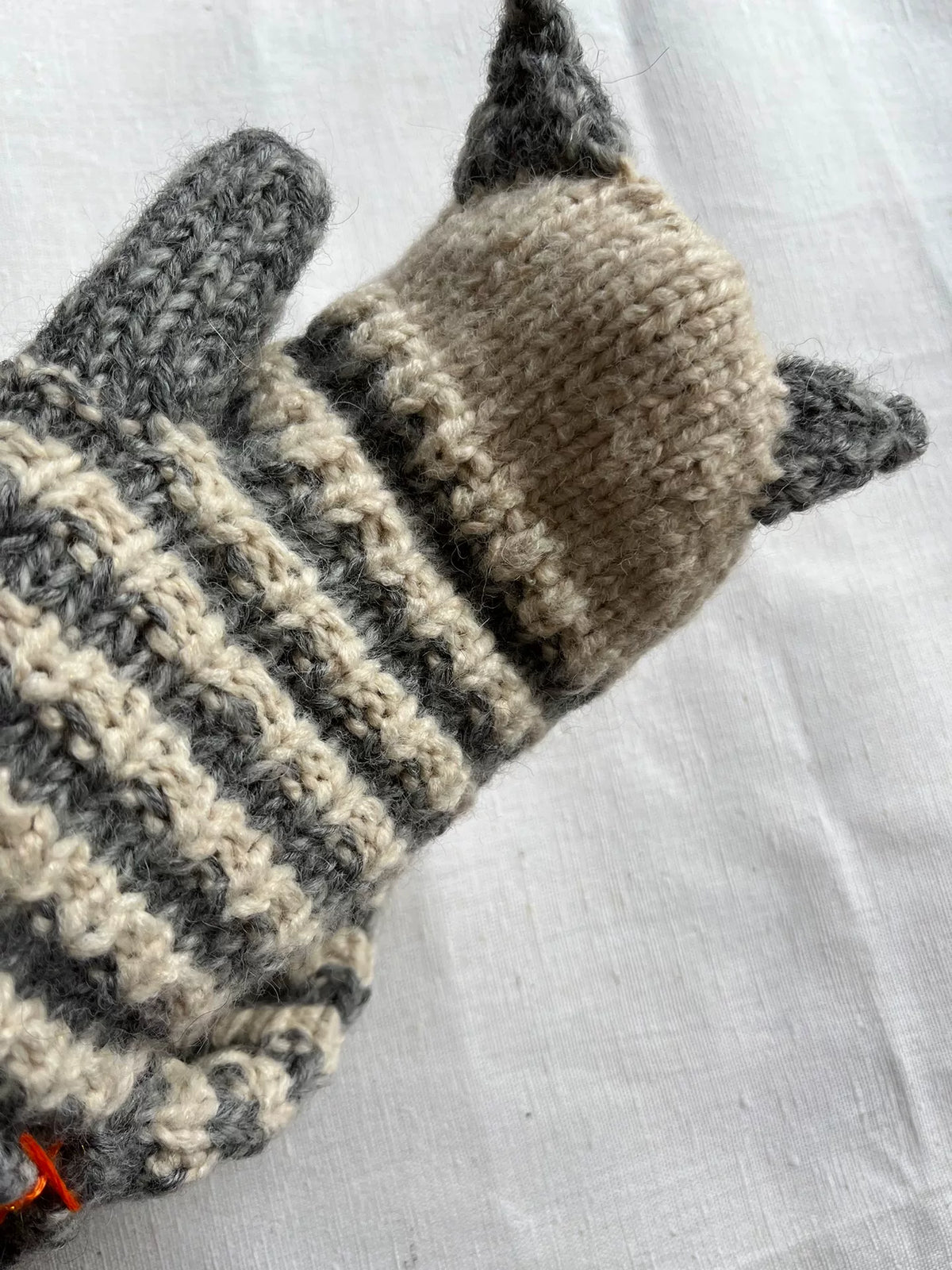 Gants sans doigts chat en laine faits main verts