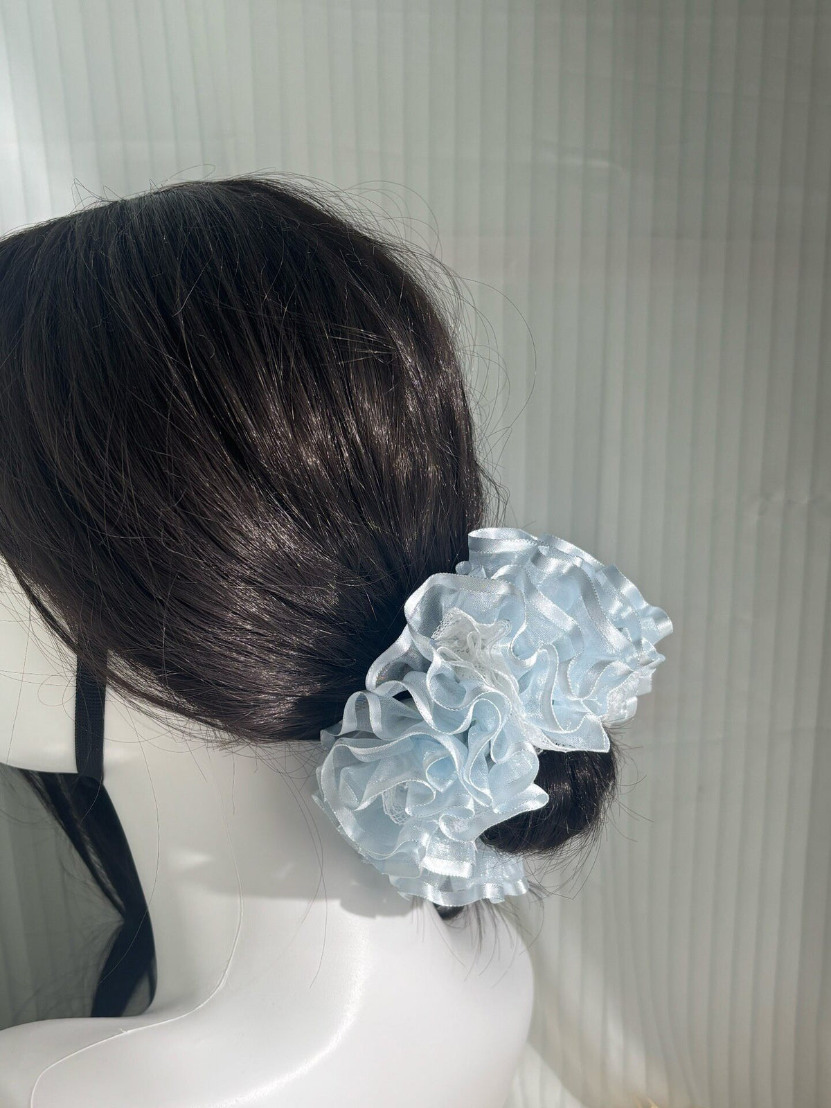 Mint Green Satin Lace Scrunchie