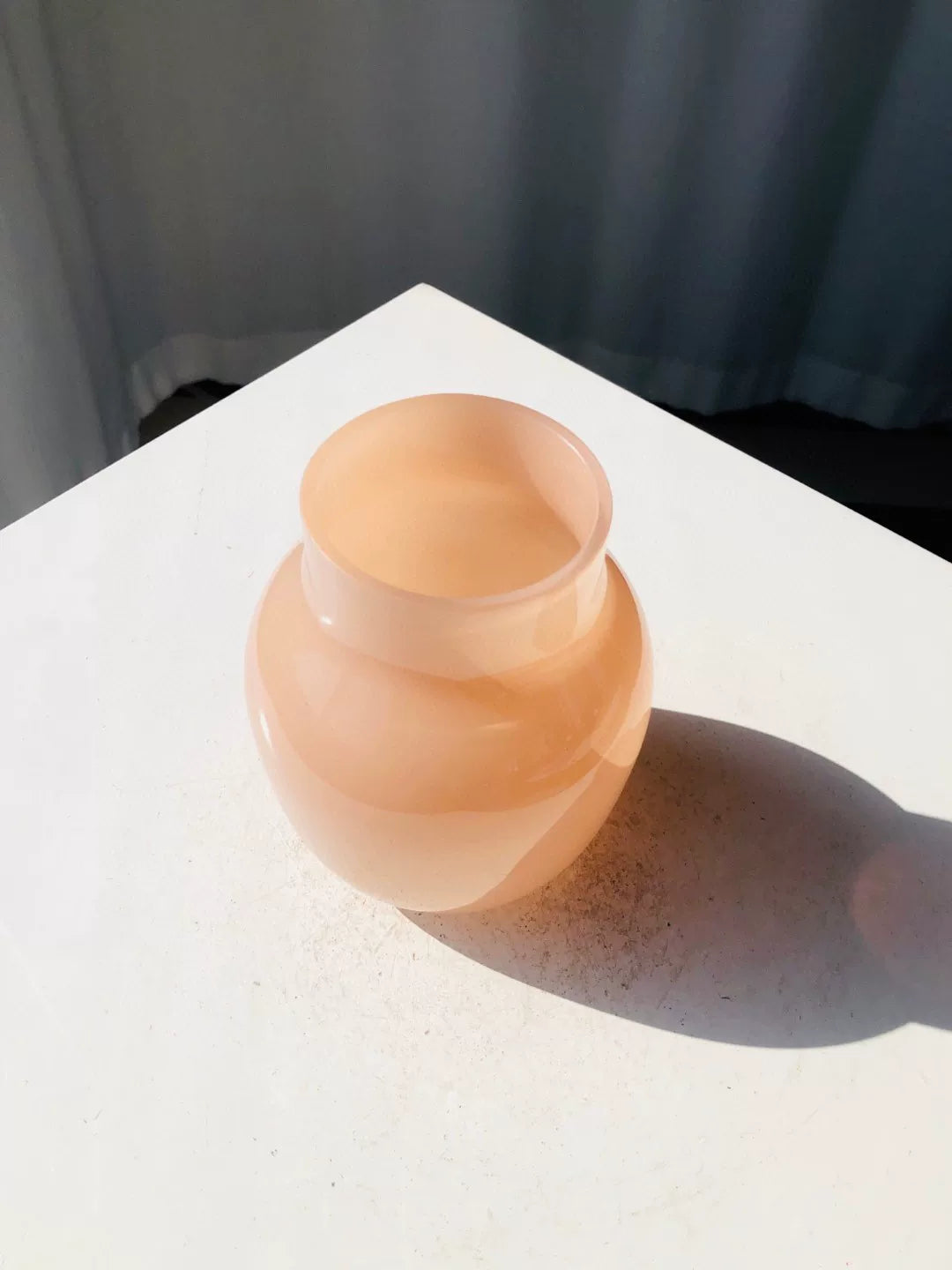 Frosted Peach Glass Vase 13cm