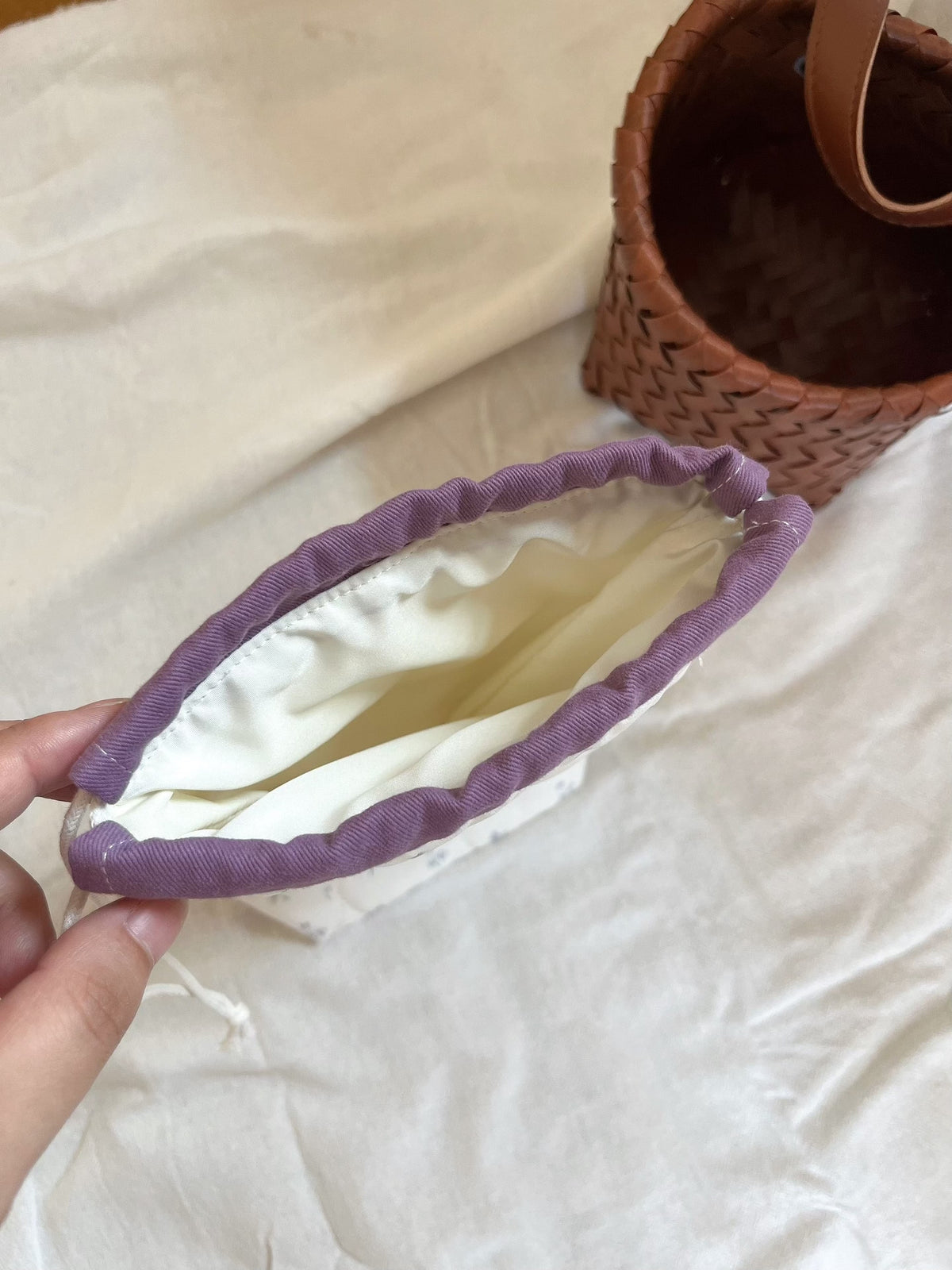 Handmade Quilted Floral Drawstring Pouch
