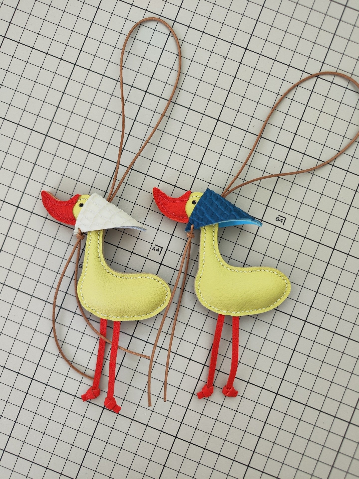 Handmade Leather Lucky Duck Keychain Bag Charm