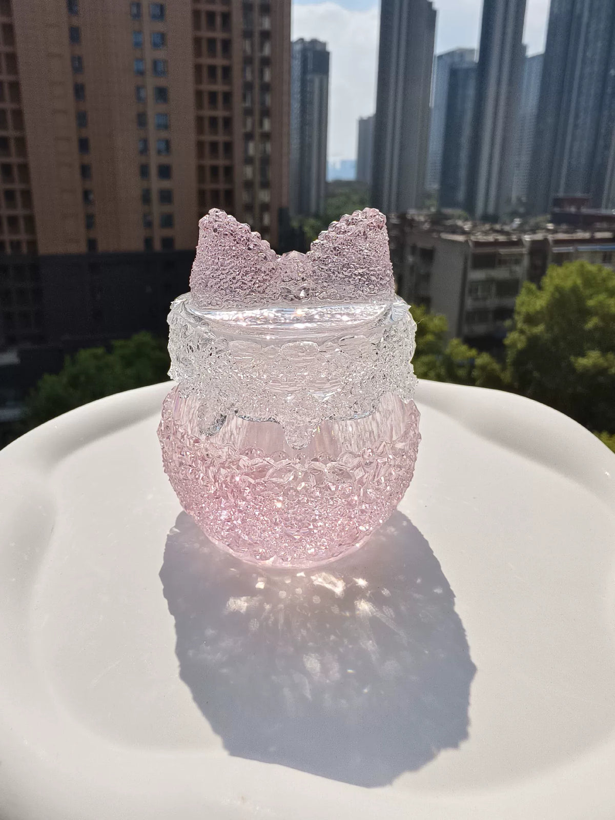 Resin Diamond Heart Storage Jar Pink Ombre