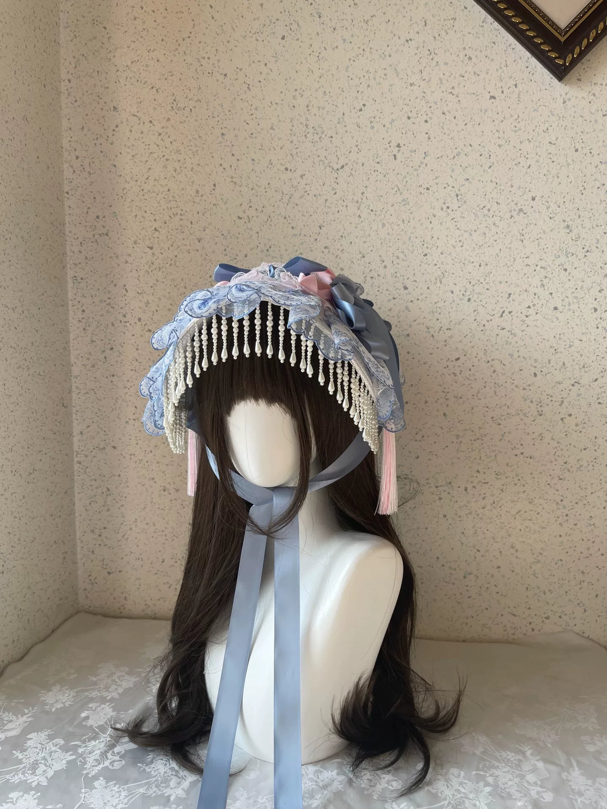 ブルーピンクレース ロリタ・フラットボネット