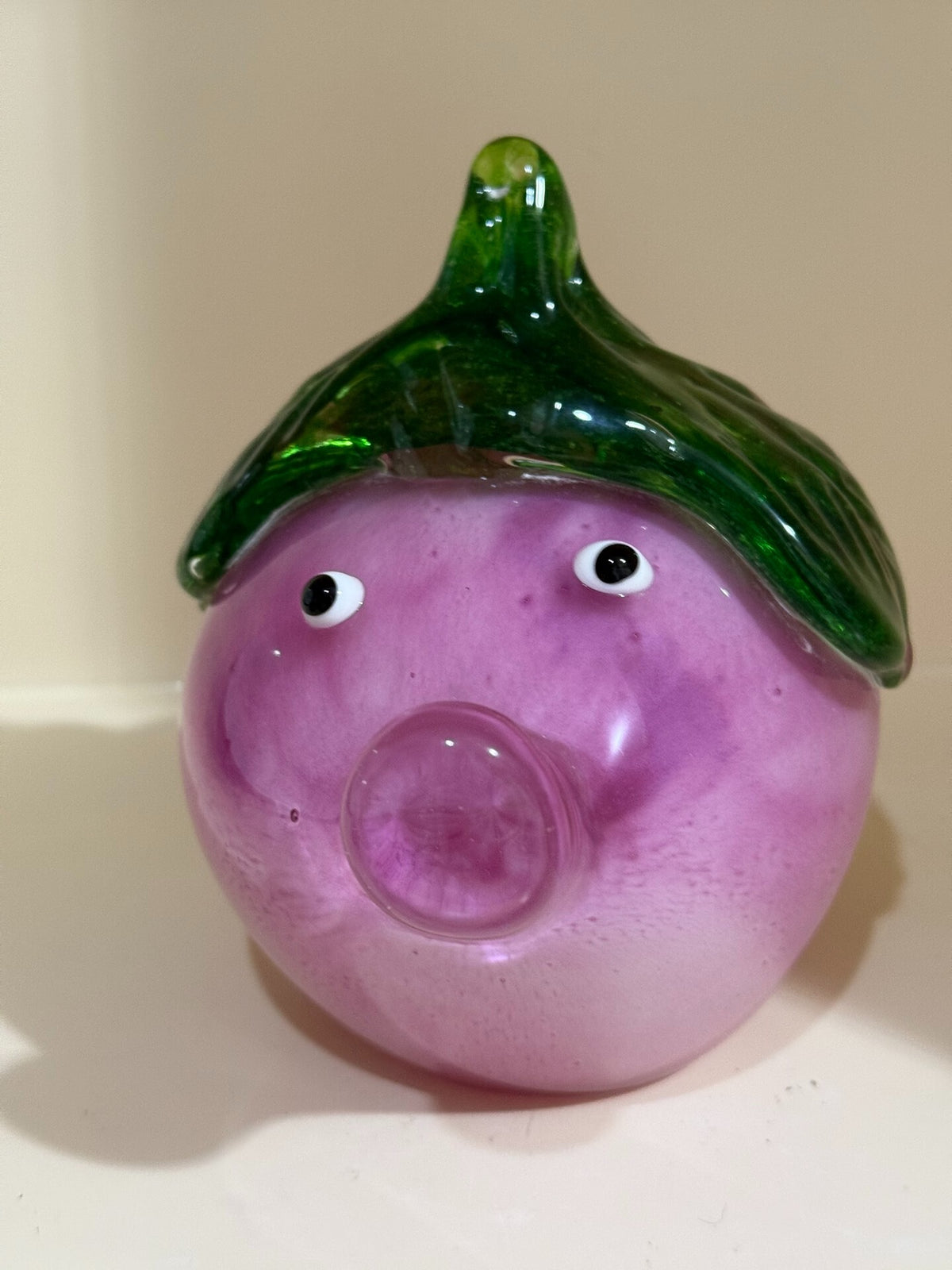 Vintage Purple Glass Pig Figurine