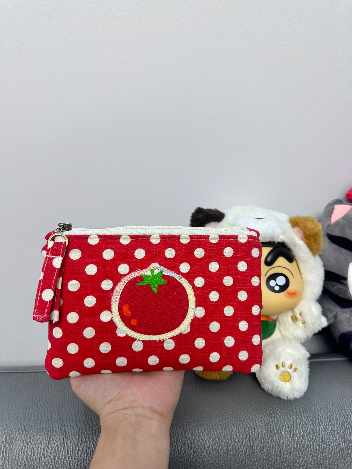 Handmade Persimmon Polka Dot Coin Purse