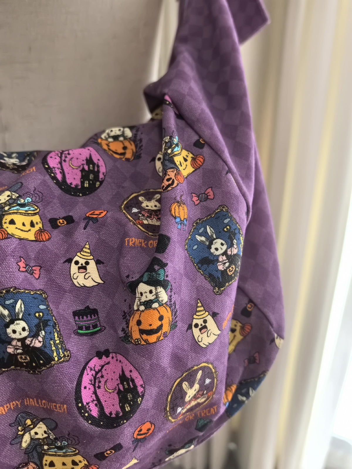 Halloween Print Purple Hobo Shoulder Bag