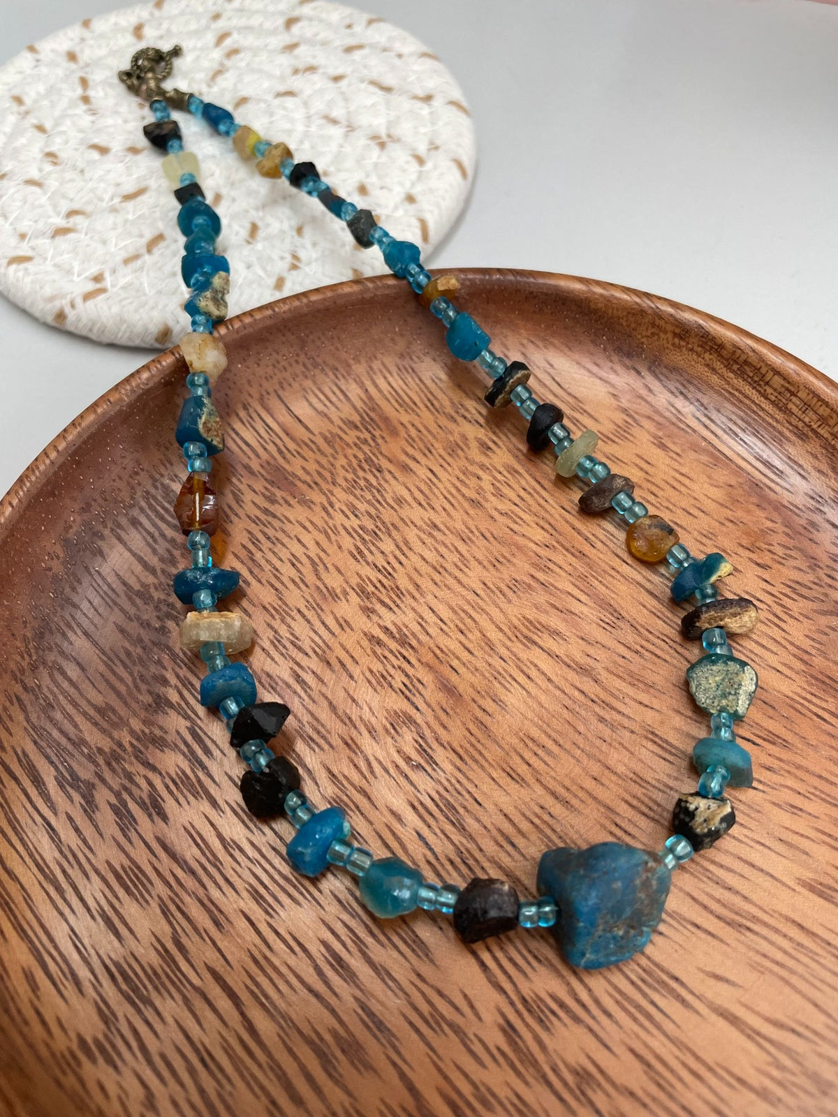 Ancient Roman Blue Glass Bead Necklace