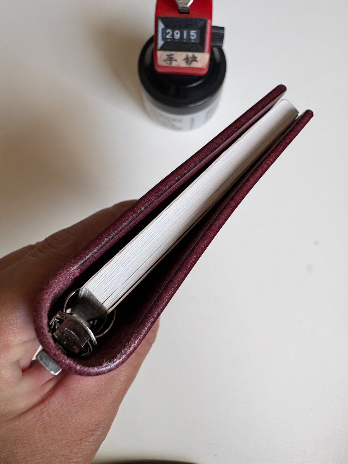 A7 Leather Binder Six Ring Wine Red