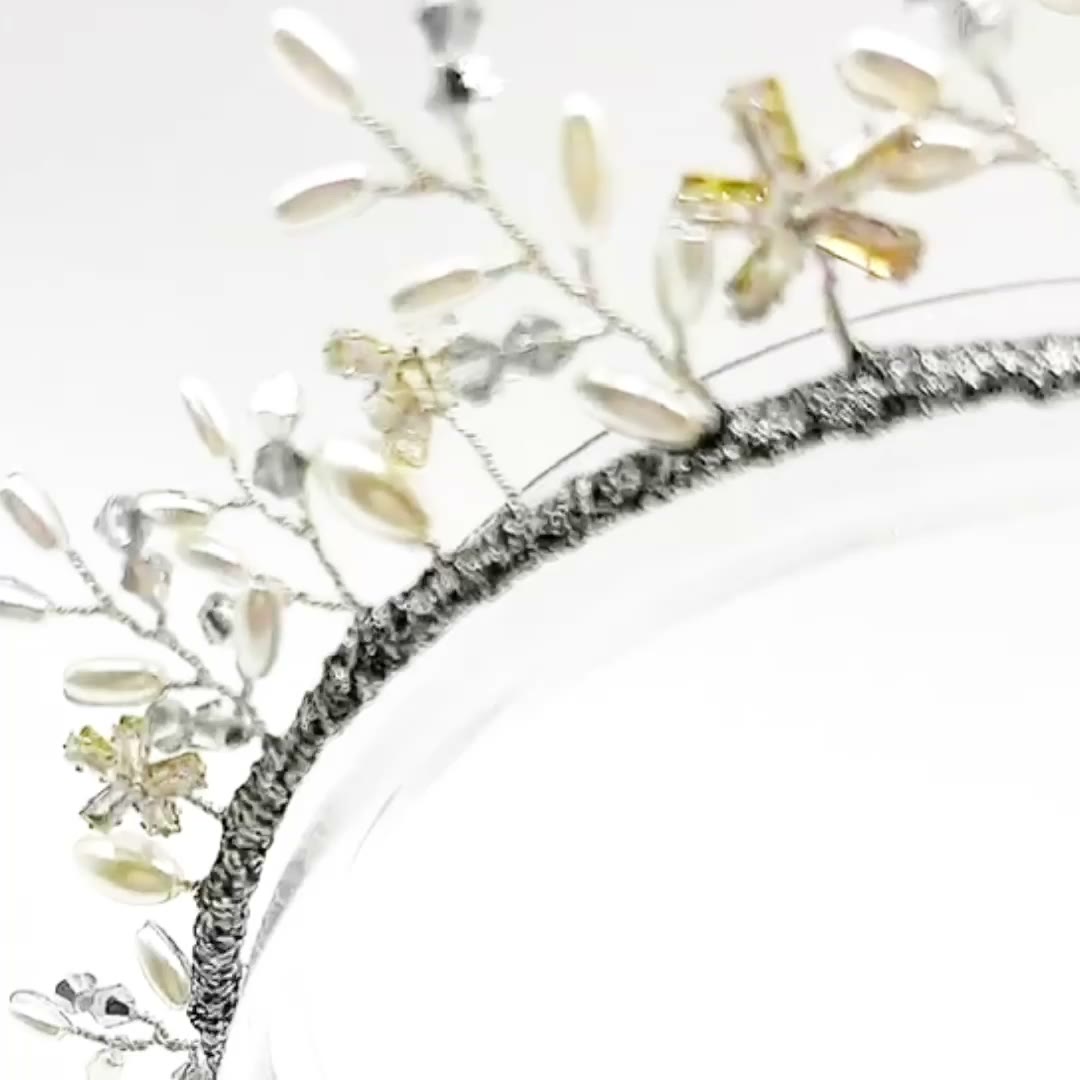 Pearl Crystal Floral Headband Earrings Set