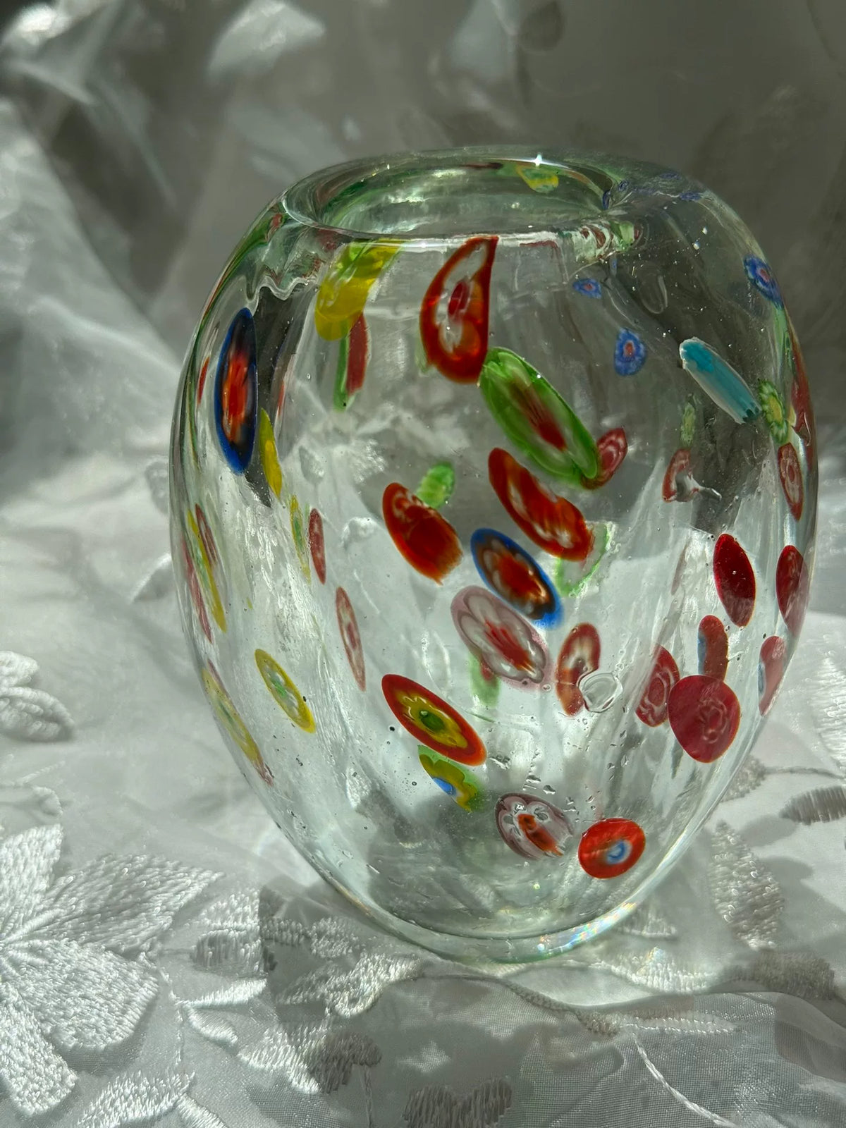 Transparante Millefiori Glazen Vaas en Schaal