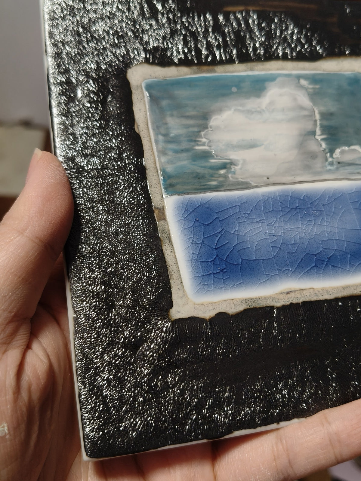 High Temperature Glaze Landscape Black Ceramic Tile Art